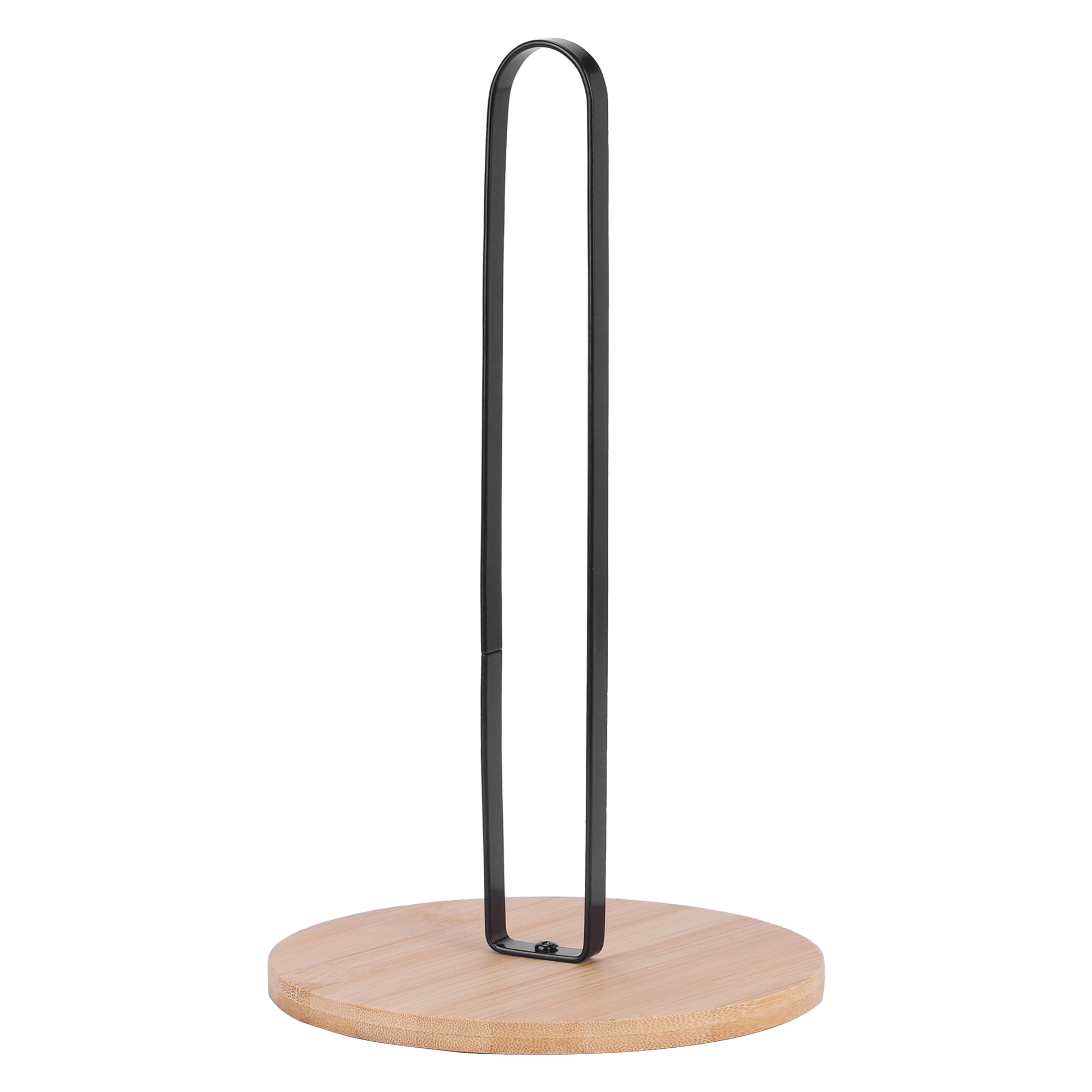 Unique Bargains Paper Towel Holder Countertop Base Dispenser Metal Black A 10.2x6.3inch