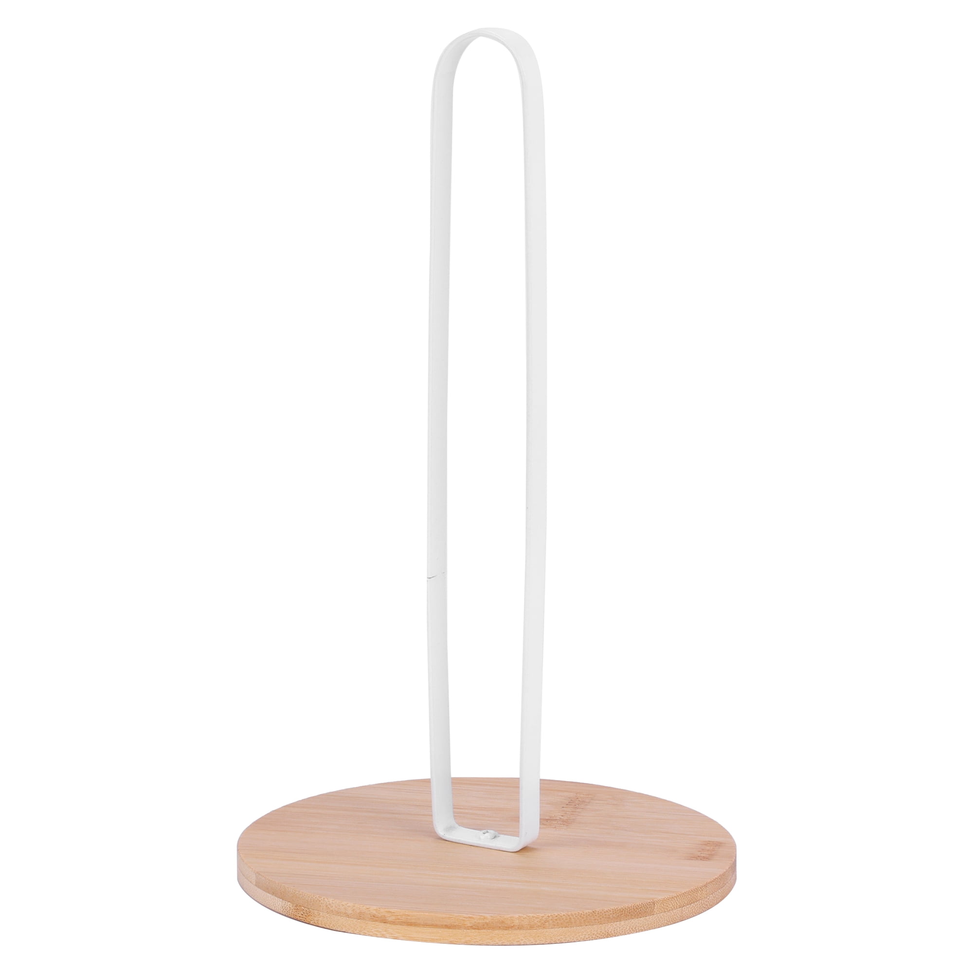Unique Bargains Paper Towel Holder Countertop Base Dispenser Metal White A 10.2x6.3inch