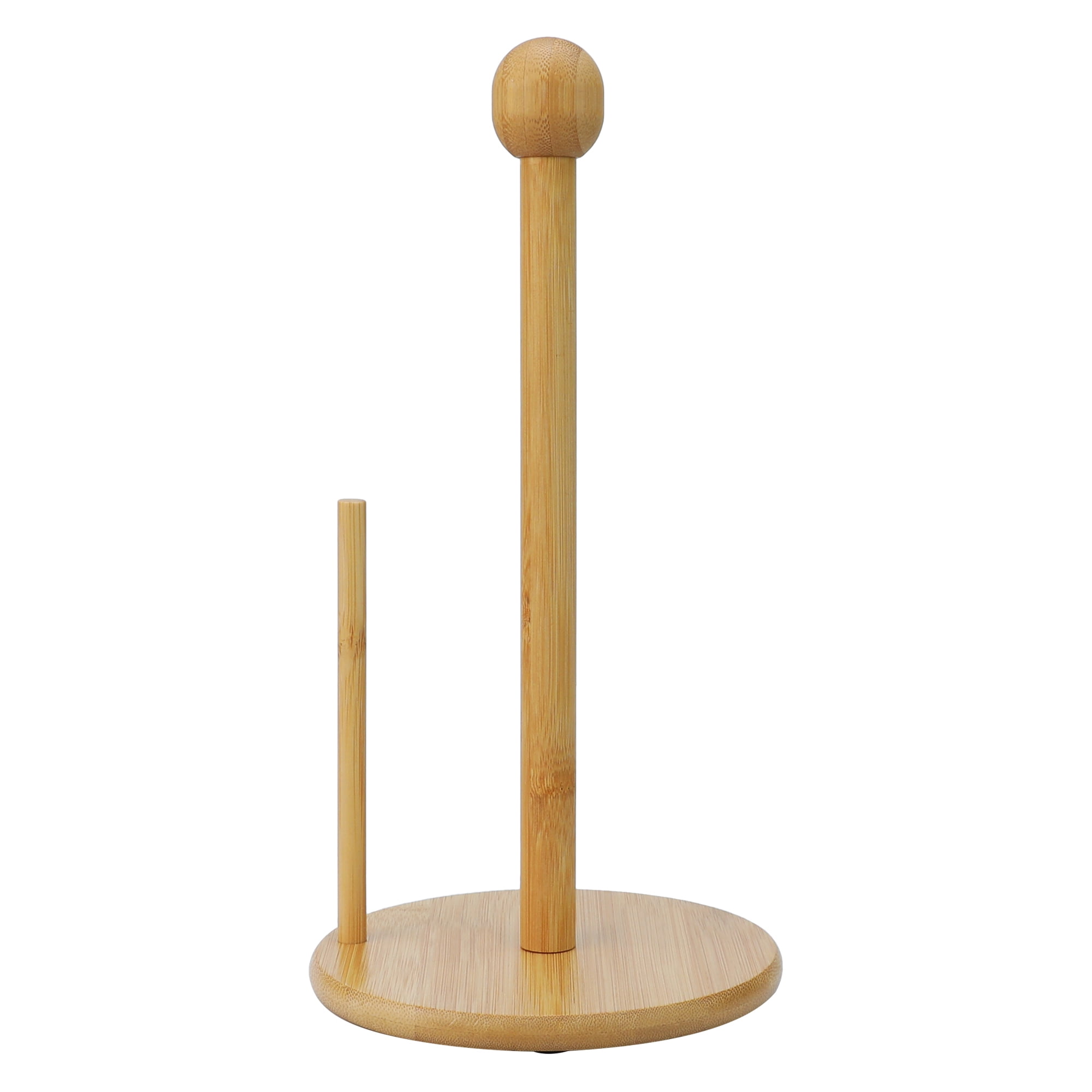 Unique Bargains Paper Towel Holder Countertop Durable Base Wood Natural A 11.6x6.3inch