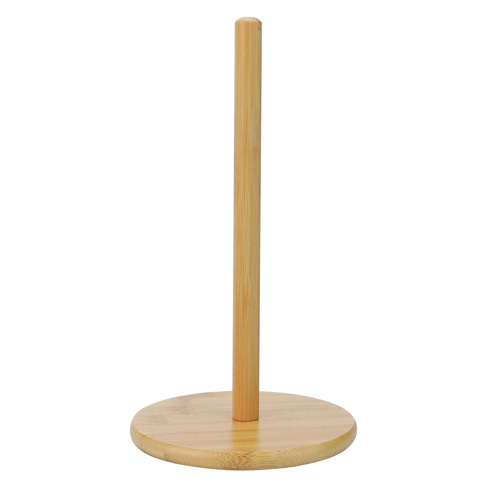 Unique Bargains Paper Towel Holder Countertop Durable Base Wood Natural E 11x6.3inch