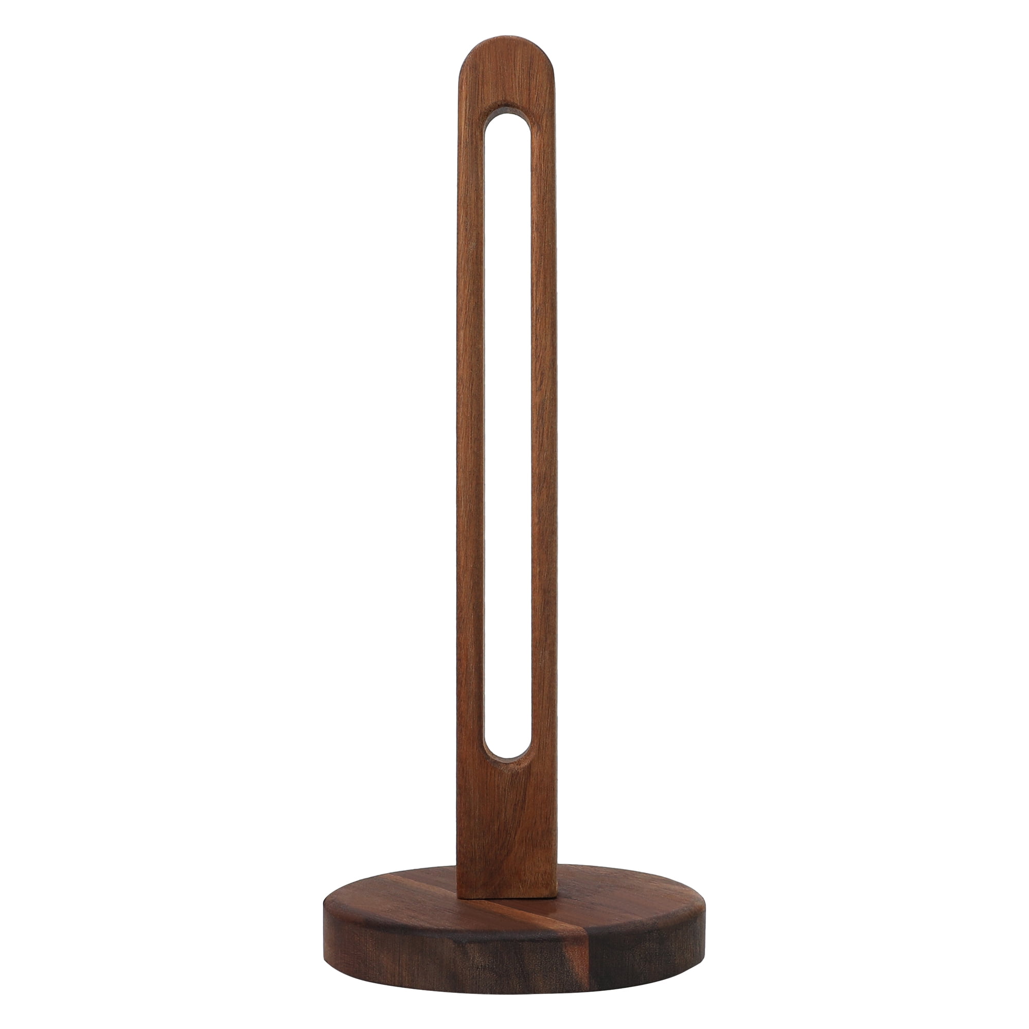 Unique Bargains Paper Towel Holder Countertop Modern Base Wood Dark brown 11.4x5.1inch