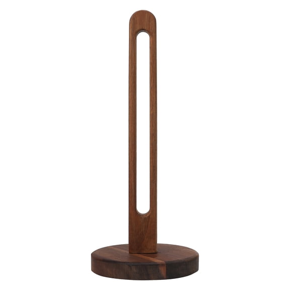Unique Bargains Paper Towel Holder Countertop Modern Base Wood Dark brown 11.4x5.1inch