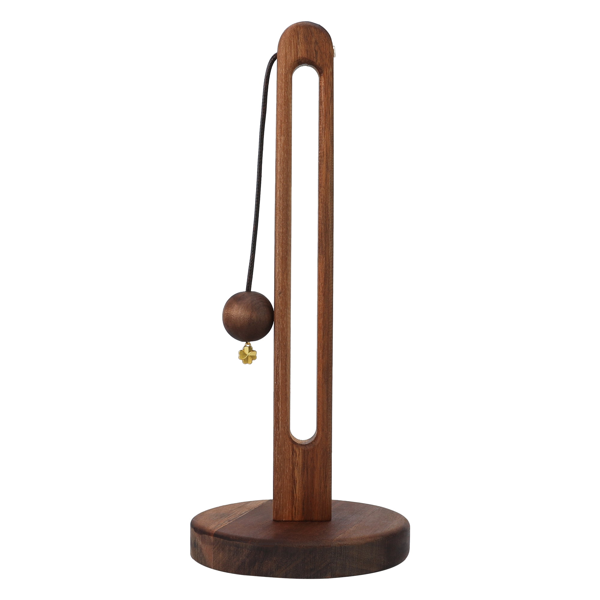 Unique Bargains Paper Towel Holder Countertop Modern Base Wood Dark brown 12.2x5.1inch