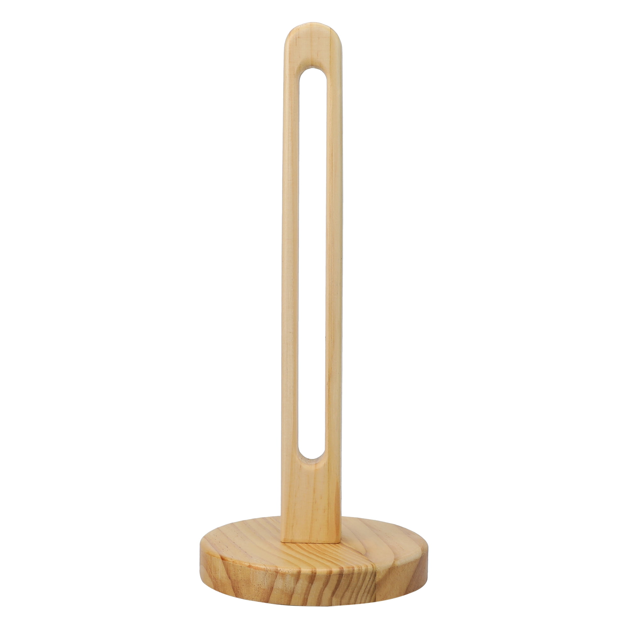 Unique Bargains Paper Towel Holder Countertop Modern Base Wood Light brown 11.4x5.1inch