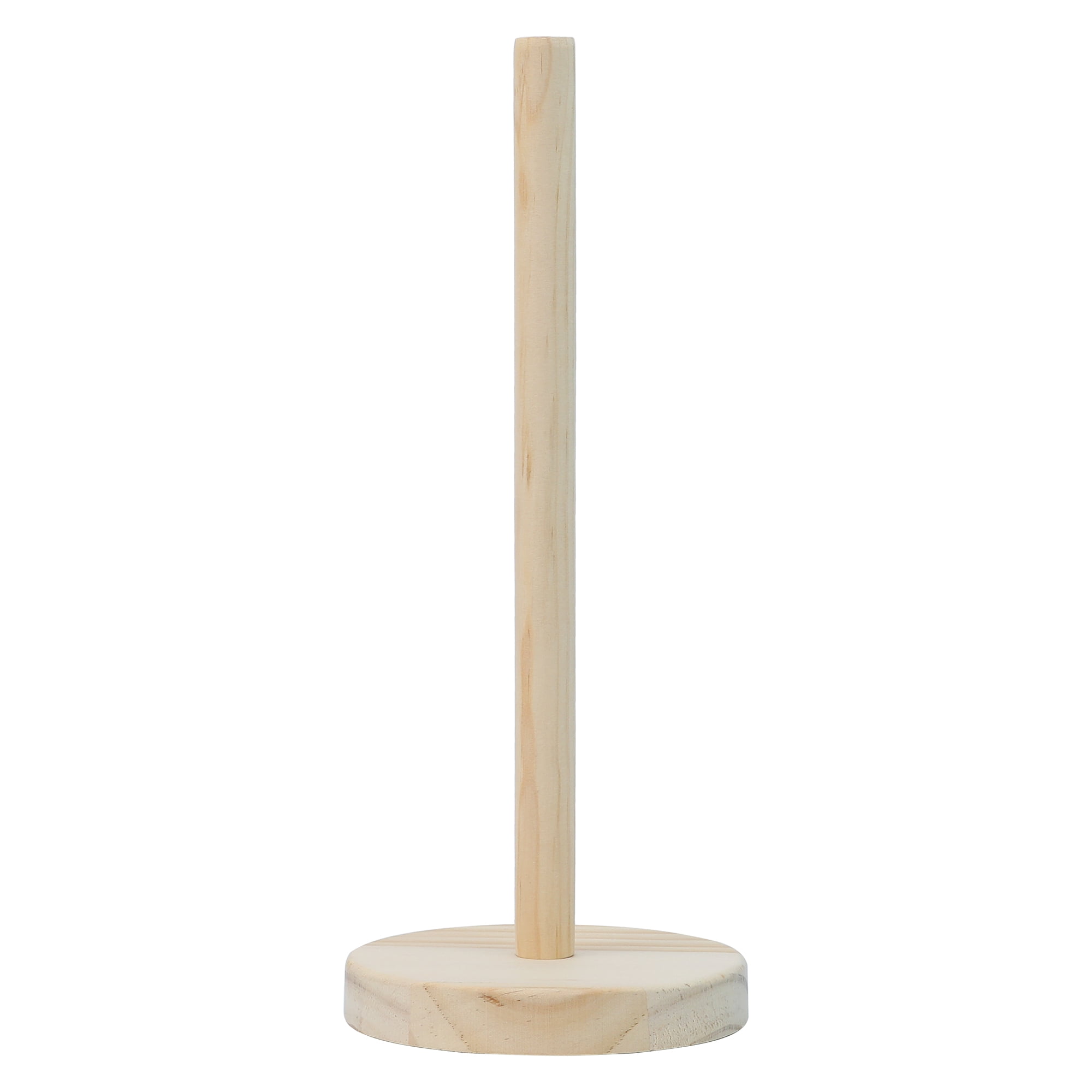 Unique Bargains Paper Towel Holder Countertop Modern Base Wood Light brown 11x3.1inch