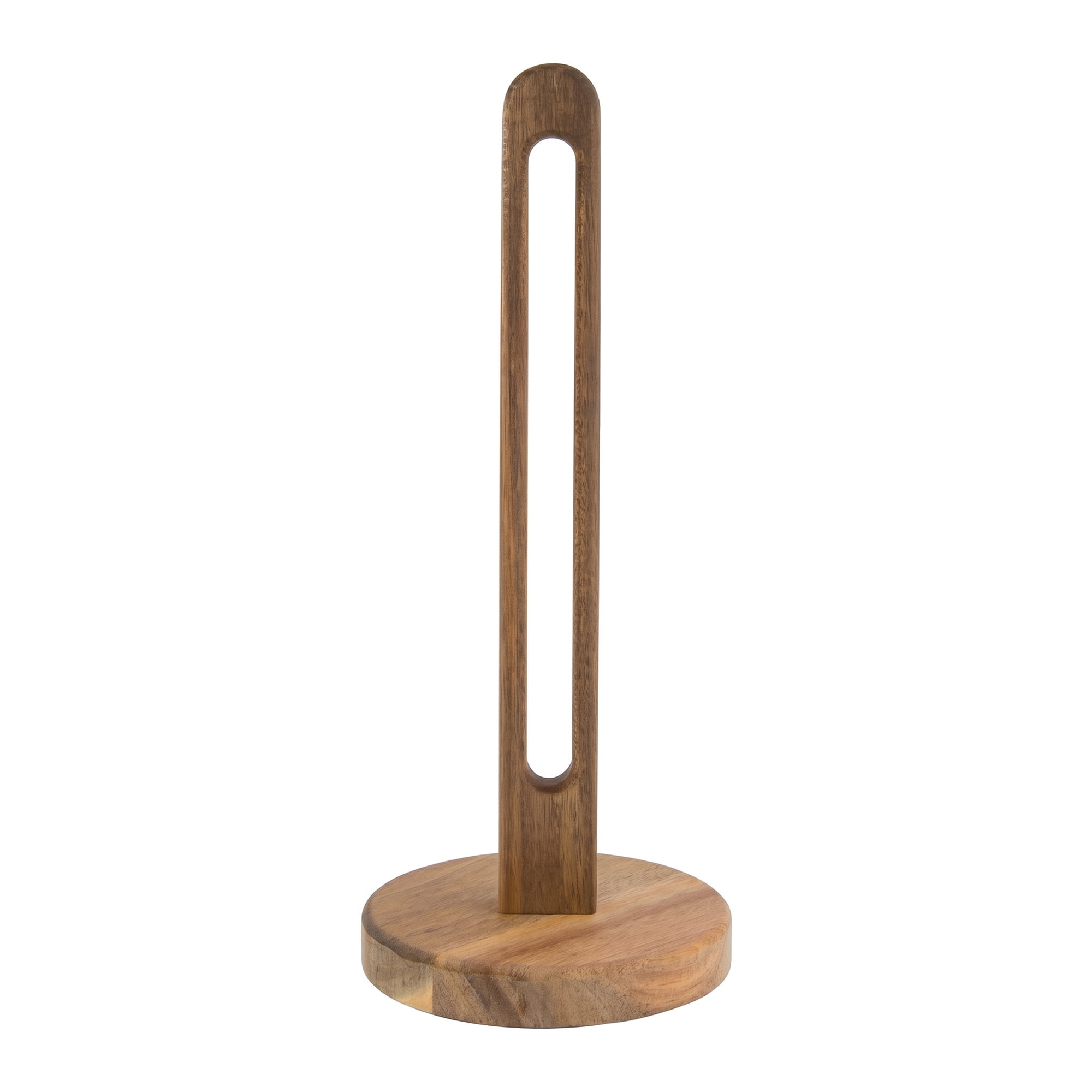 Unique Bargains Paper Towel Holder Countertop Modern Base Wood Light brown B 11.4x5.1inch
