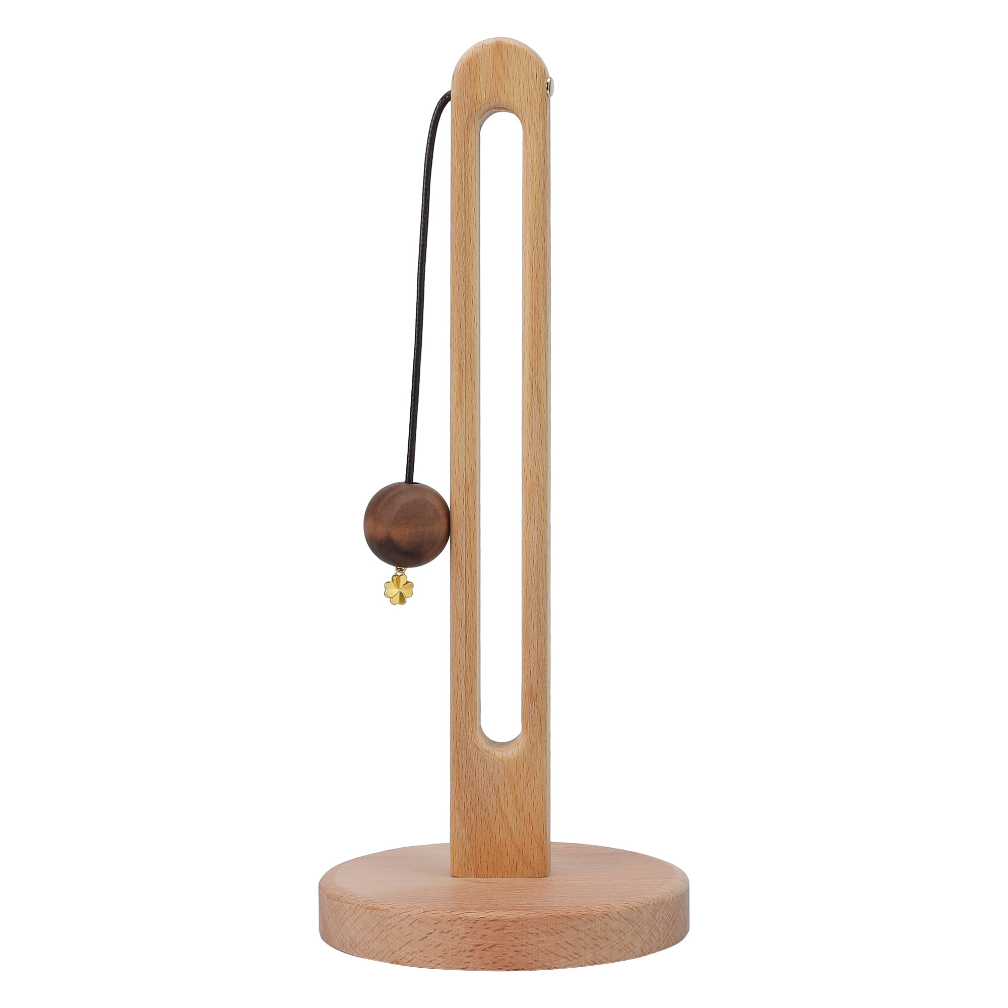 Unique Bargains Paper Towel Holder Countertop Modern Base Wood Pendant 12.2x5.1inch