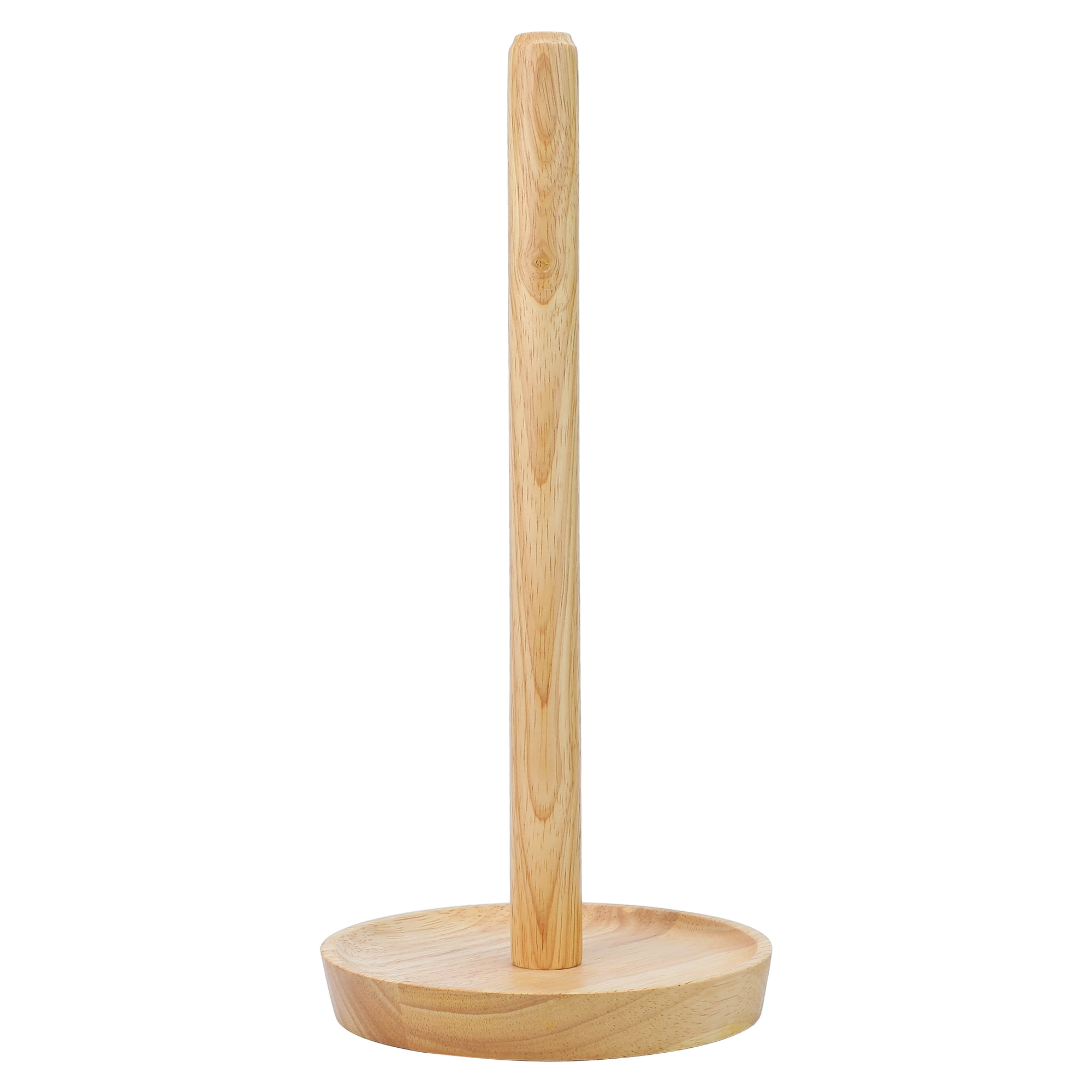 Unique Bargains Paper Towel Holder Countertop Non-Slip Base Wood Light brown 12x5.9inch