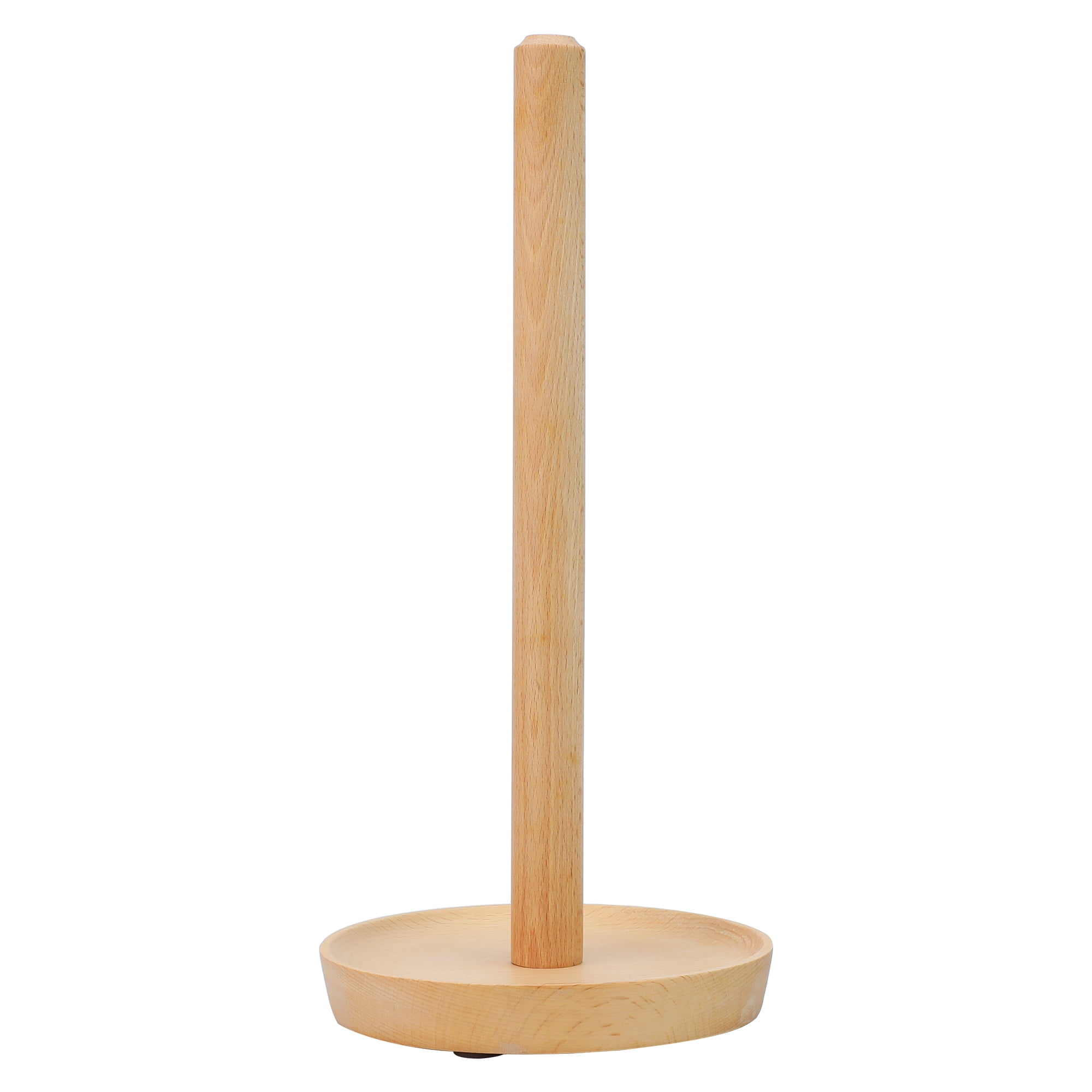 Unique Bargains Paper Towel Holder Countertop Non-Slip Base Wood Light brown B 12x5.9inch