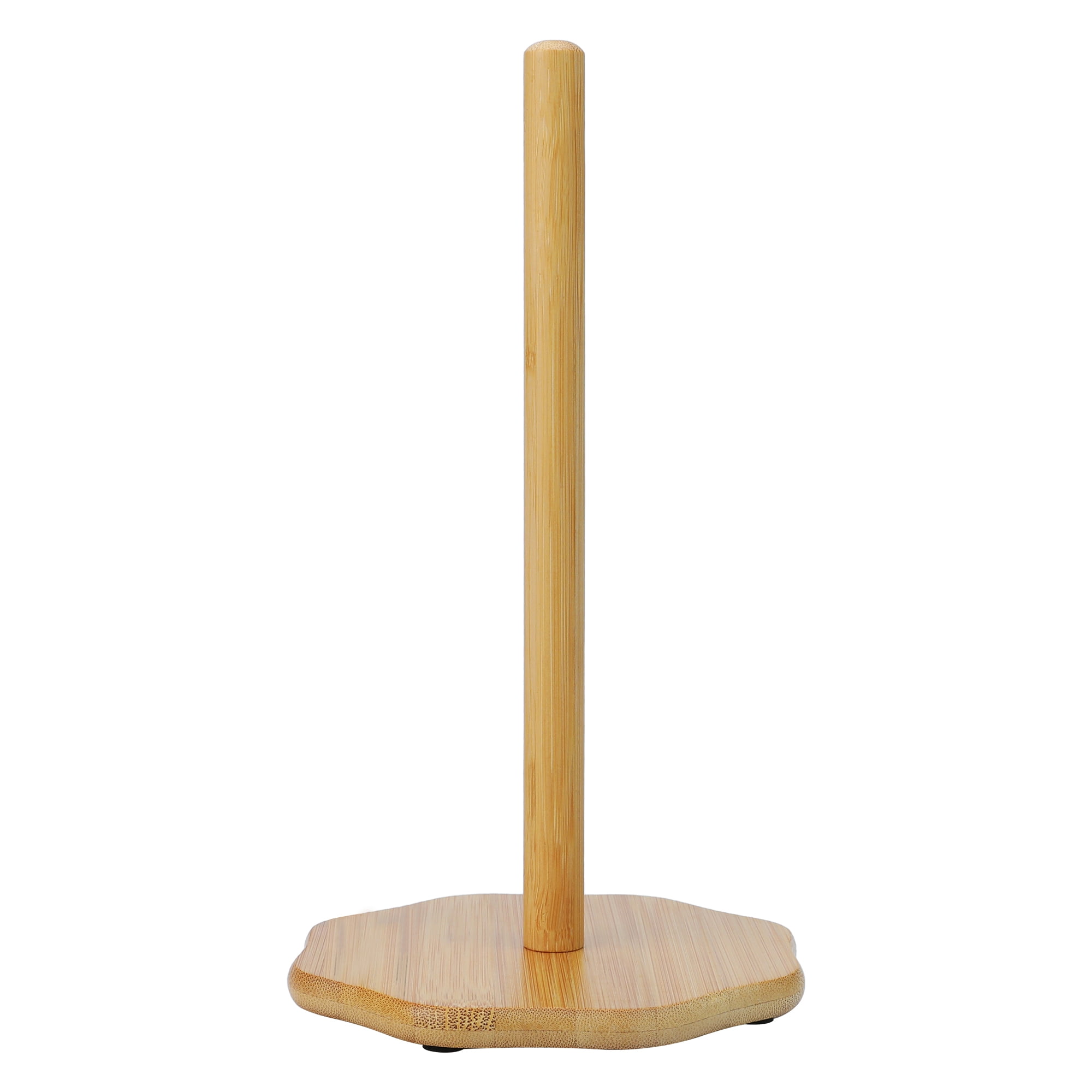Unique Bargains Paper Towel Holder Countertop Non Slip Base Wood Natural C 11x5.7inch