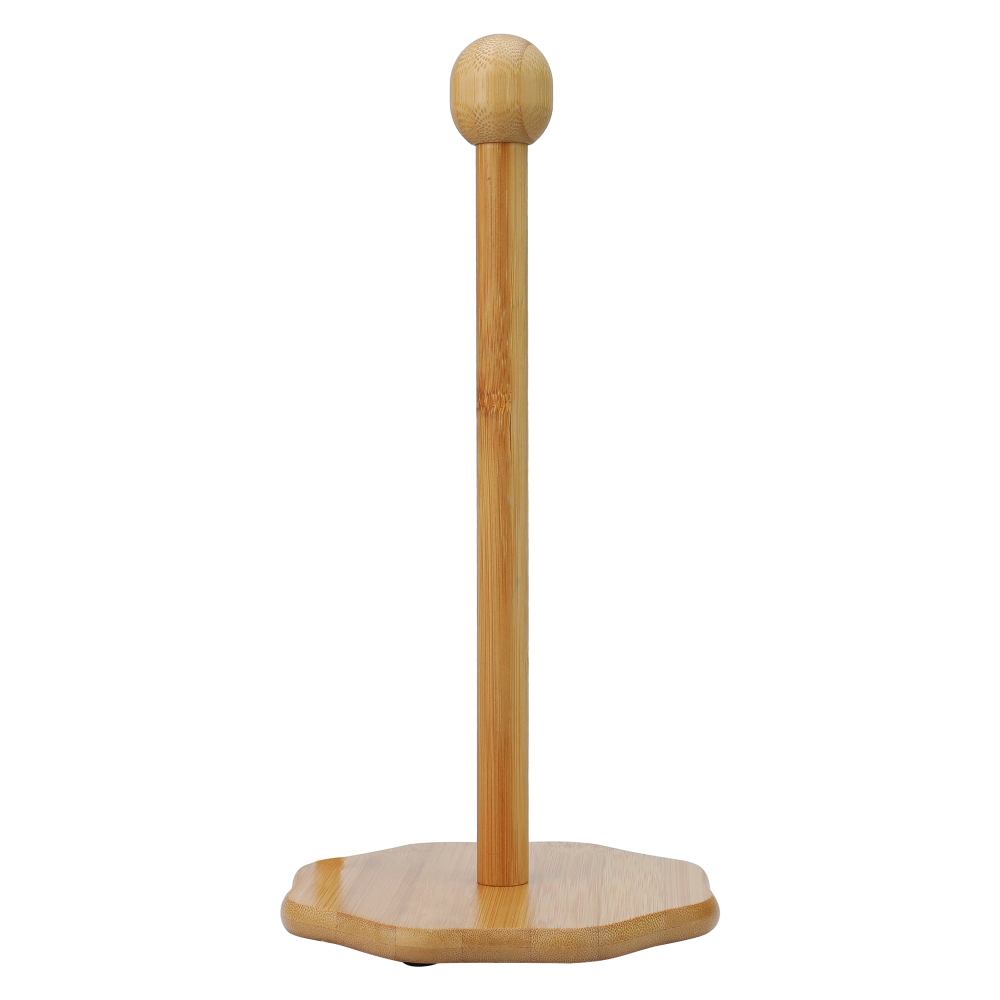 Unique Bargains Paper Towel Holder Countertop Non Slip Base Wood Natural F 11.6x5.7inch