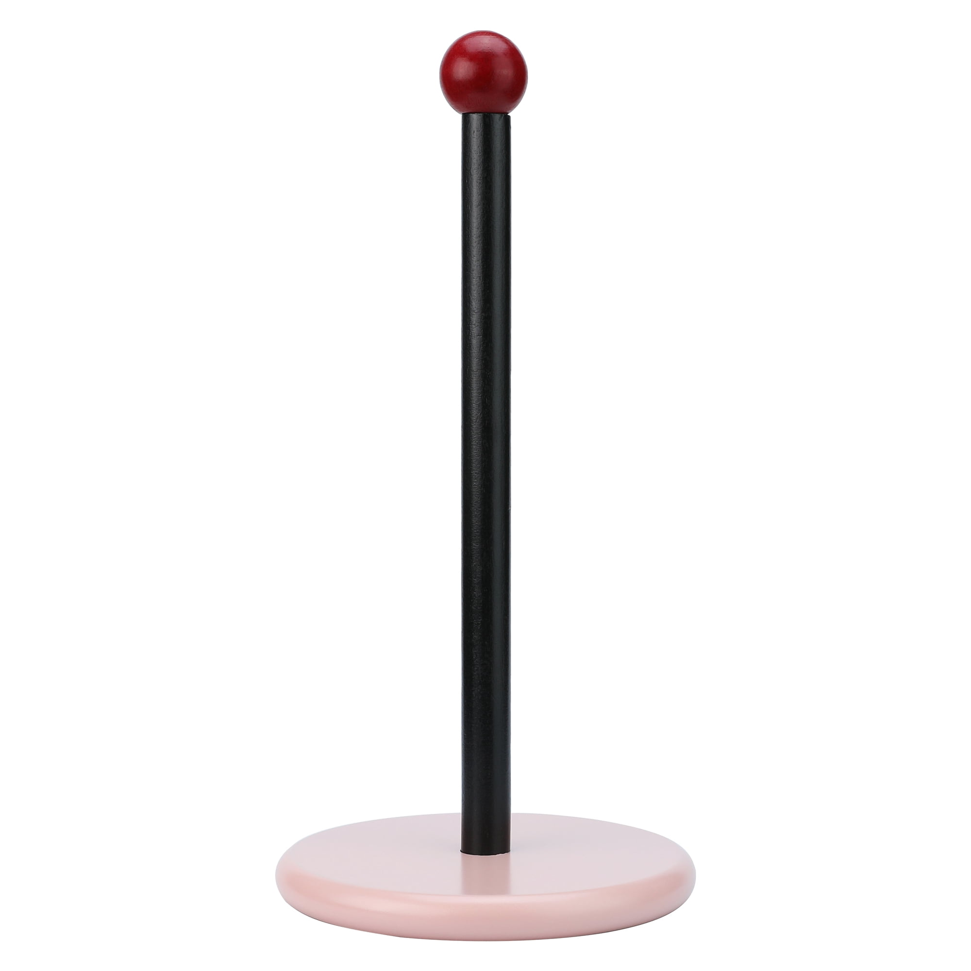 Unique Bargains Paper Towel Holder Countertop Weighted Base Dispenser Wood Black 12x5.9in