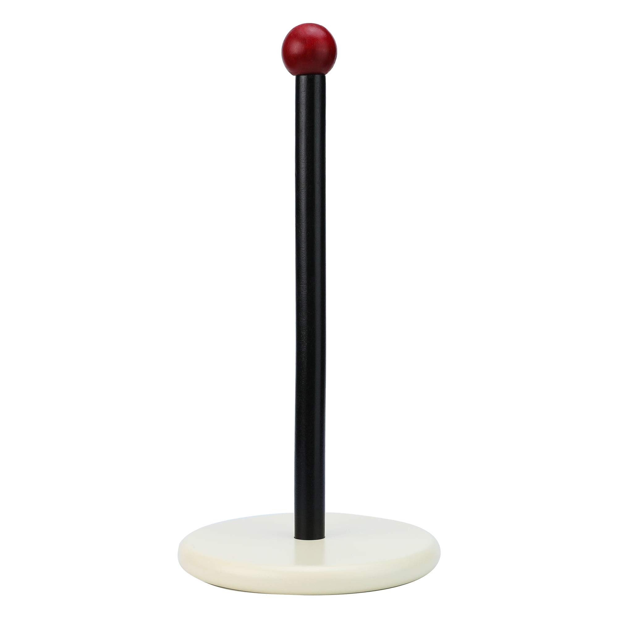 Unique Bargains Paper Towel Holder Countertop Weighted Base Dispenser Wood Yellow 12x5.9in
