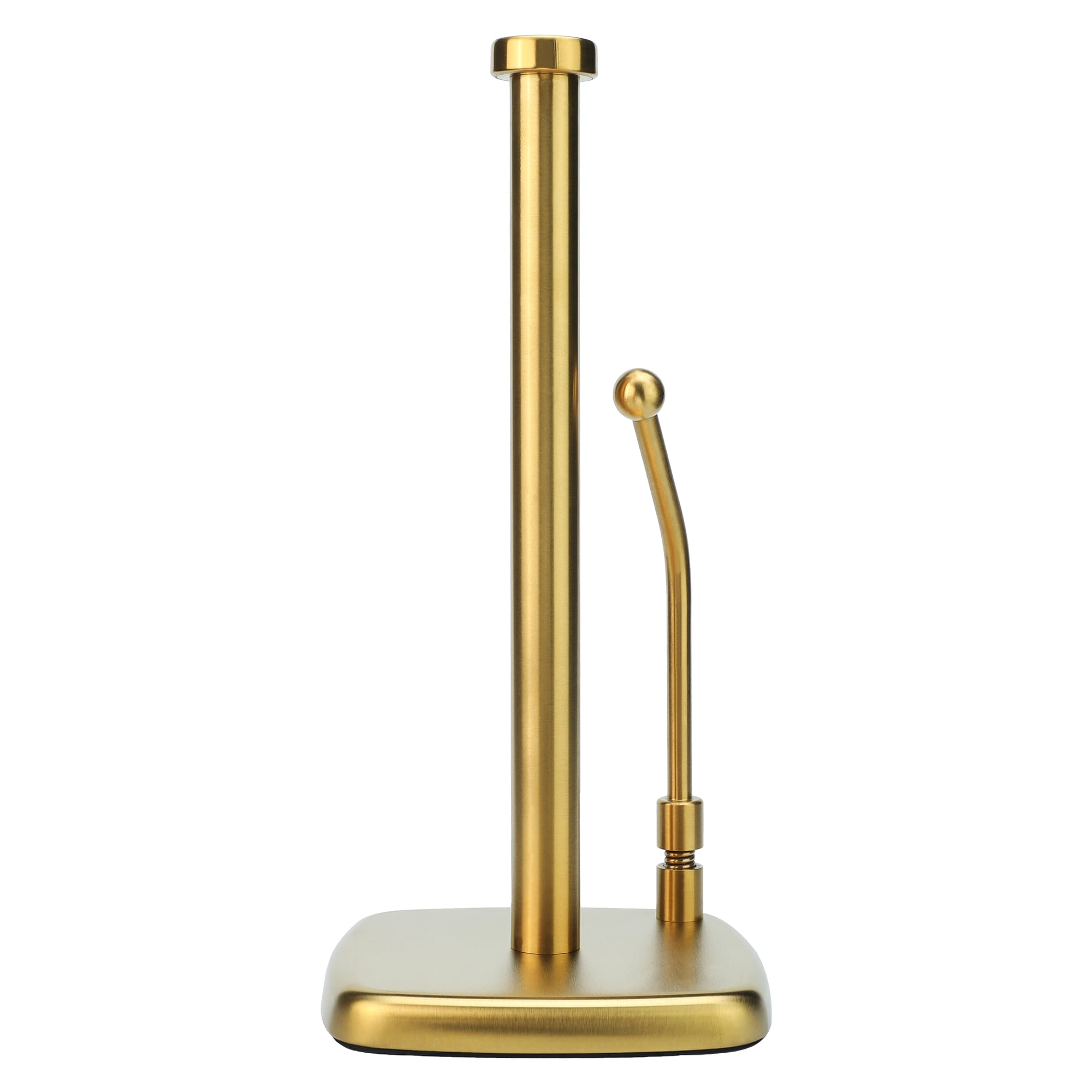 Unique Bargains Paper Towel Holder Countertop Weighted Base Gold 12.7x6.3inch