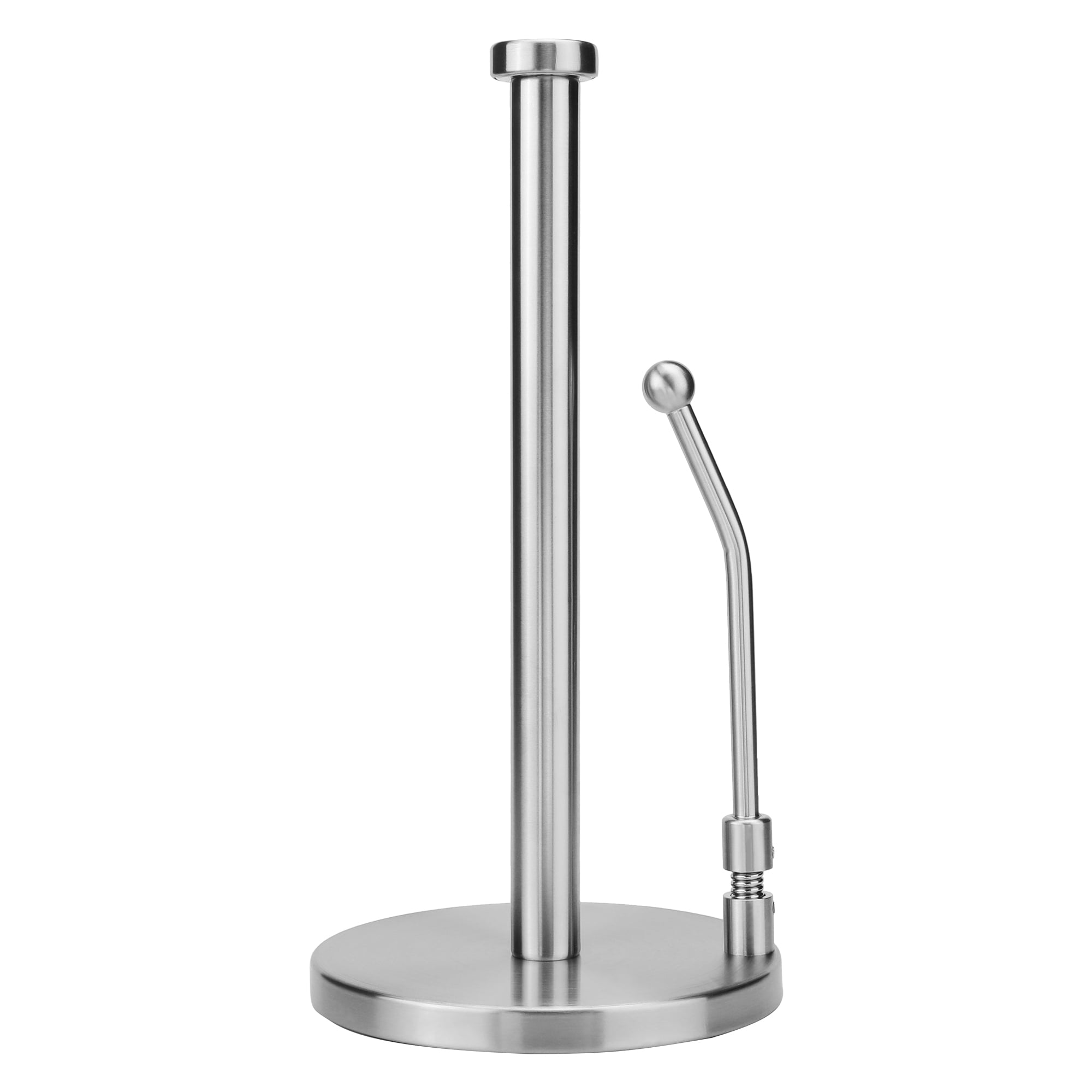 Unique Bargains Paper Towel Holder Countertop Weighted Base Silver A 12.7x6.7inch