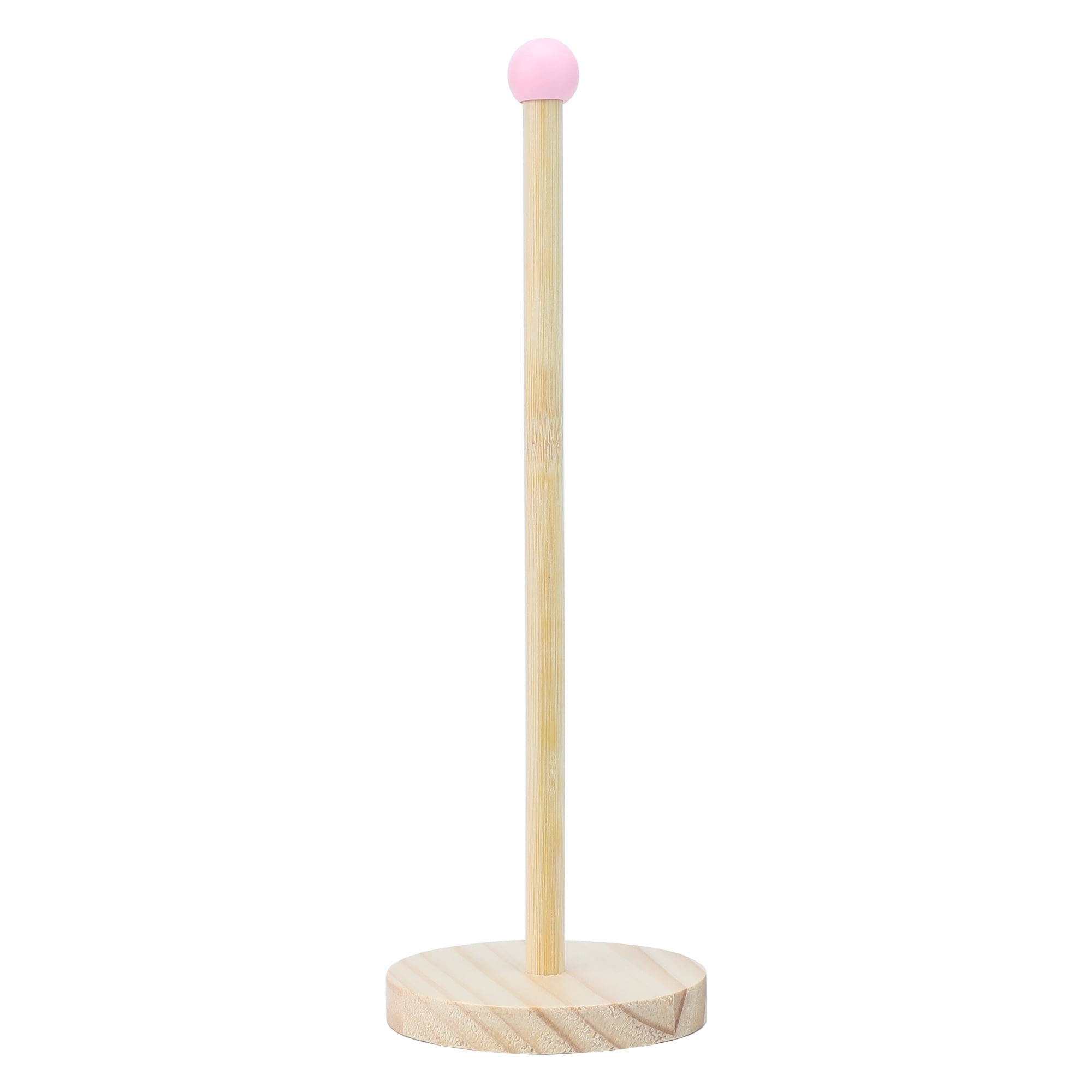 Unique Bargains Paper Towel Holder Wood Kitchen Decor for Bathroom Pink 10.4x3.1inch