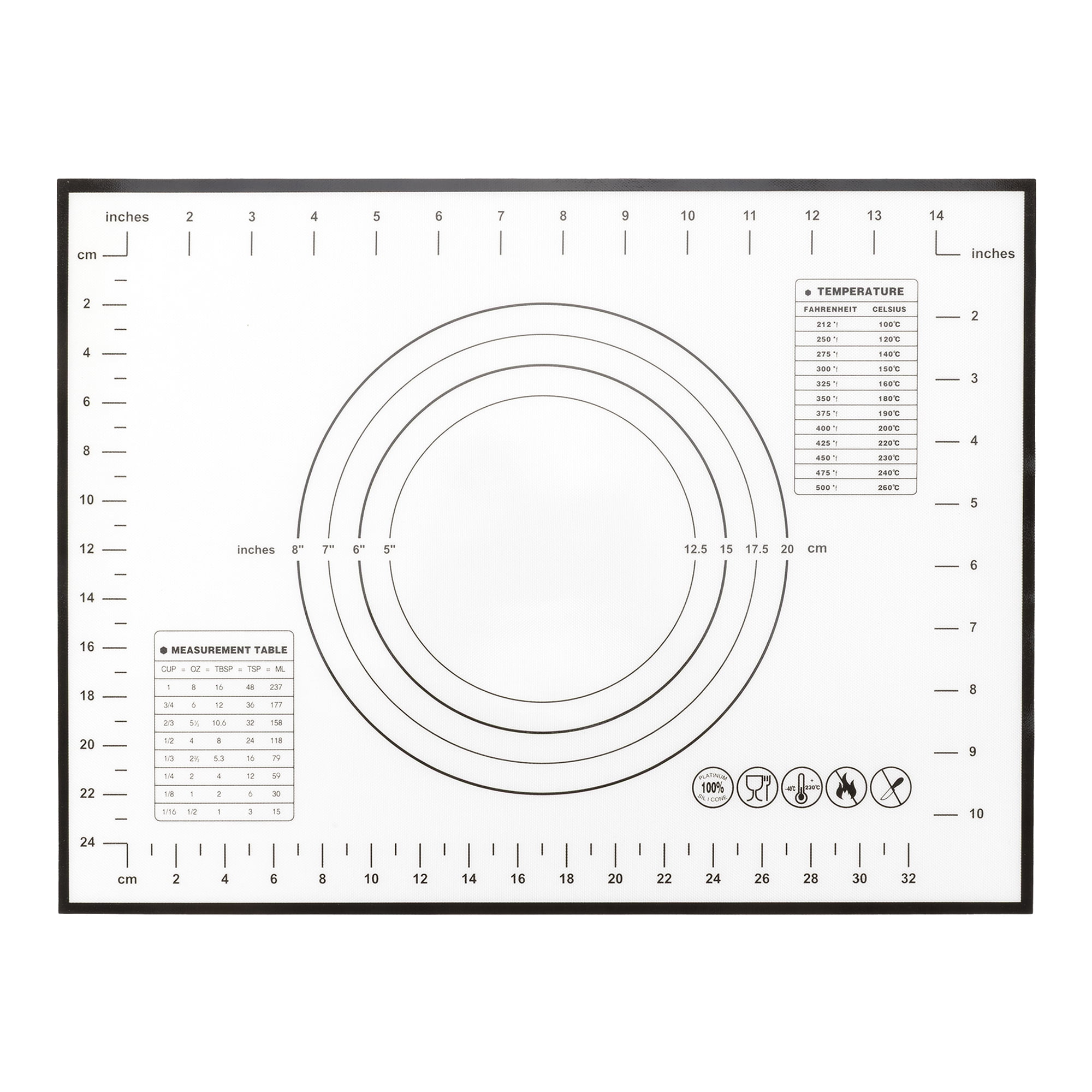 Unique Bargains Pastry Baking Mat with Measurements and Heat Resistance Black 11.8"x15.7"
