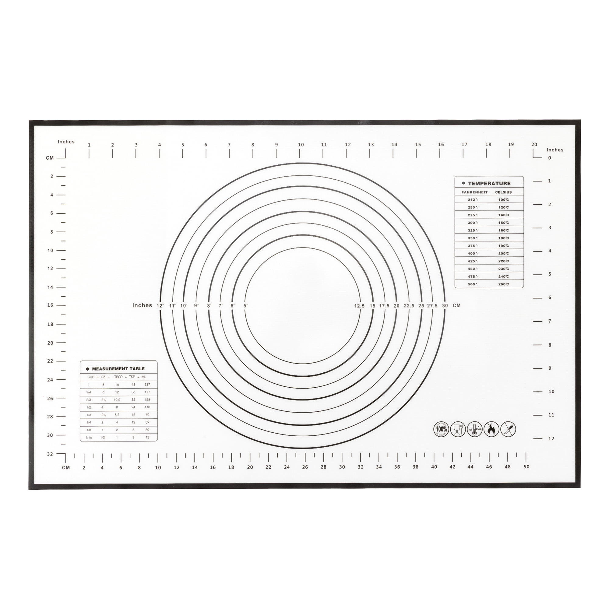 Unique Bargains Pastry Baking Mat with Measurements and Heat Resistance Black 15.7"x23.6"