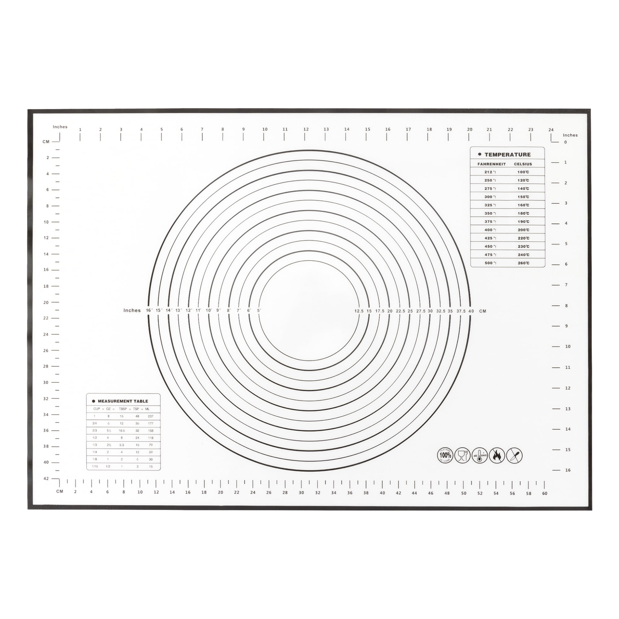 Unique Bargains Pastry Baking Mat with Measurements and Heat Resistance Black 19.7"x27.6"