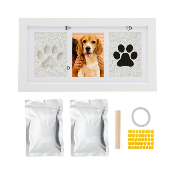 Unique Bargains Paw Print Kit for Dogs Pet Memorial Gifts for Dogs Keepsake Memory Clay Kit with Frame and Accessories White 1 Set