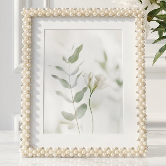 Unique Bargains Pearl Luxury Beaded Photo Frame Pearl 4" x 6"