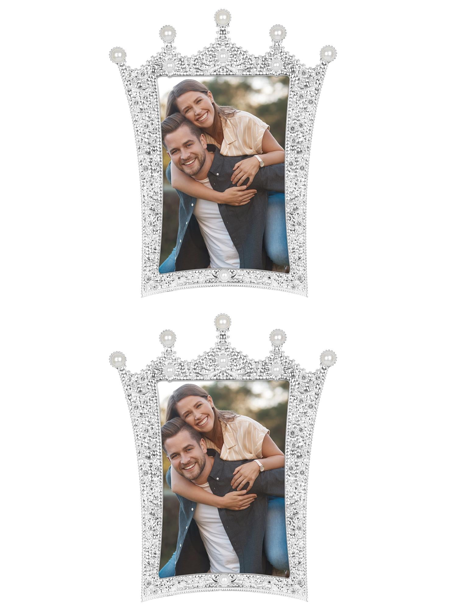 Unique Bargains Pearl Picture Frame Resin Photo Frames Silver 4x6 Silver 5x7/3x3
