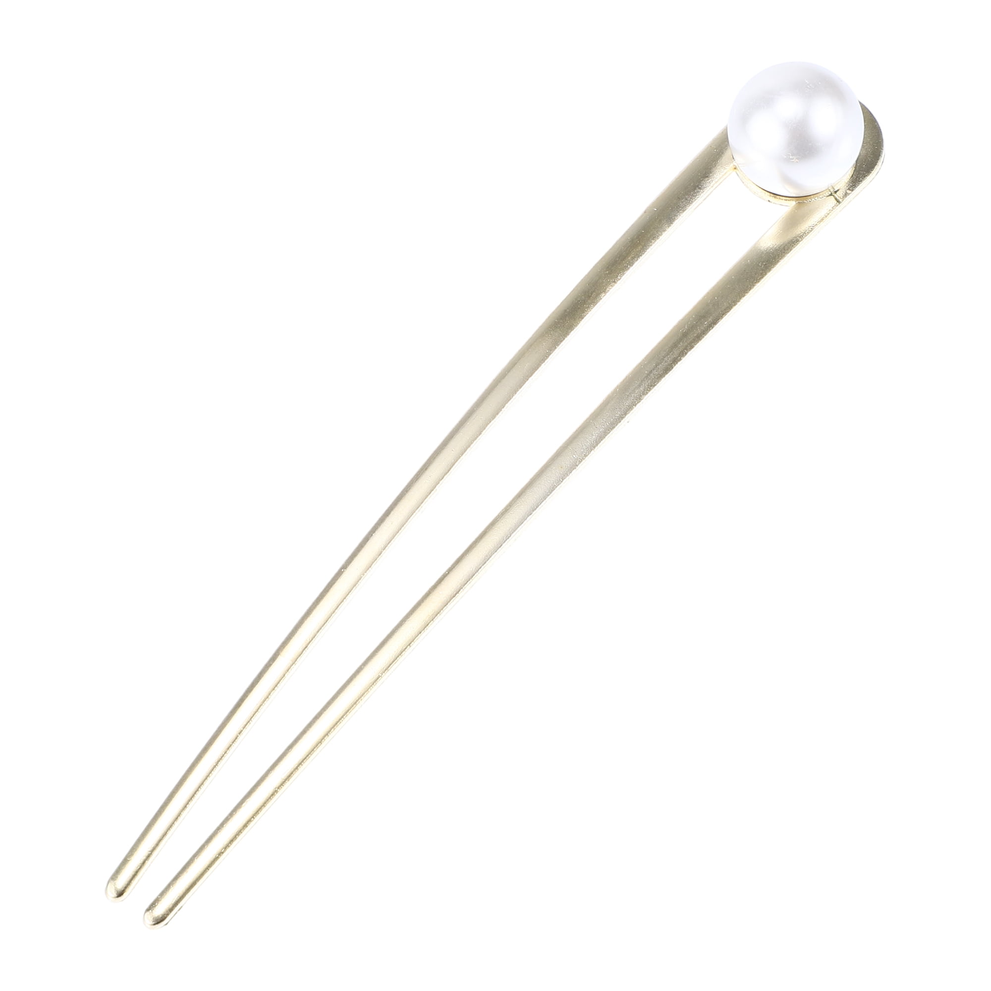 Unique Bargains Pearl U-shaped Hair Clips for Girls 5.79"x0.79"x0.75" 1 Pc Gold Tone
