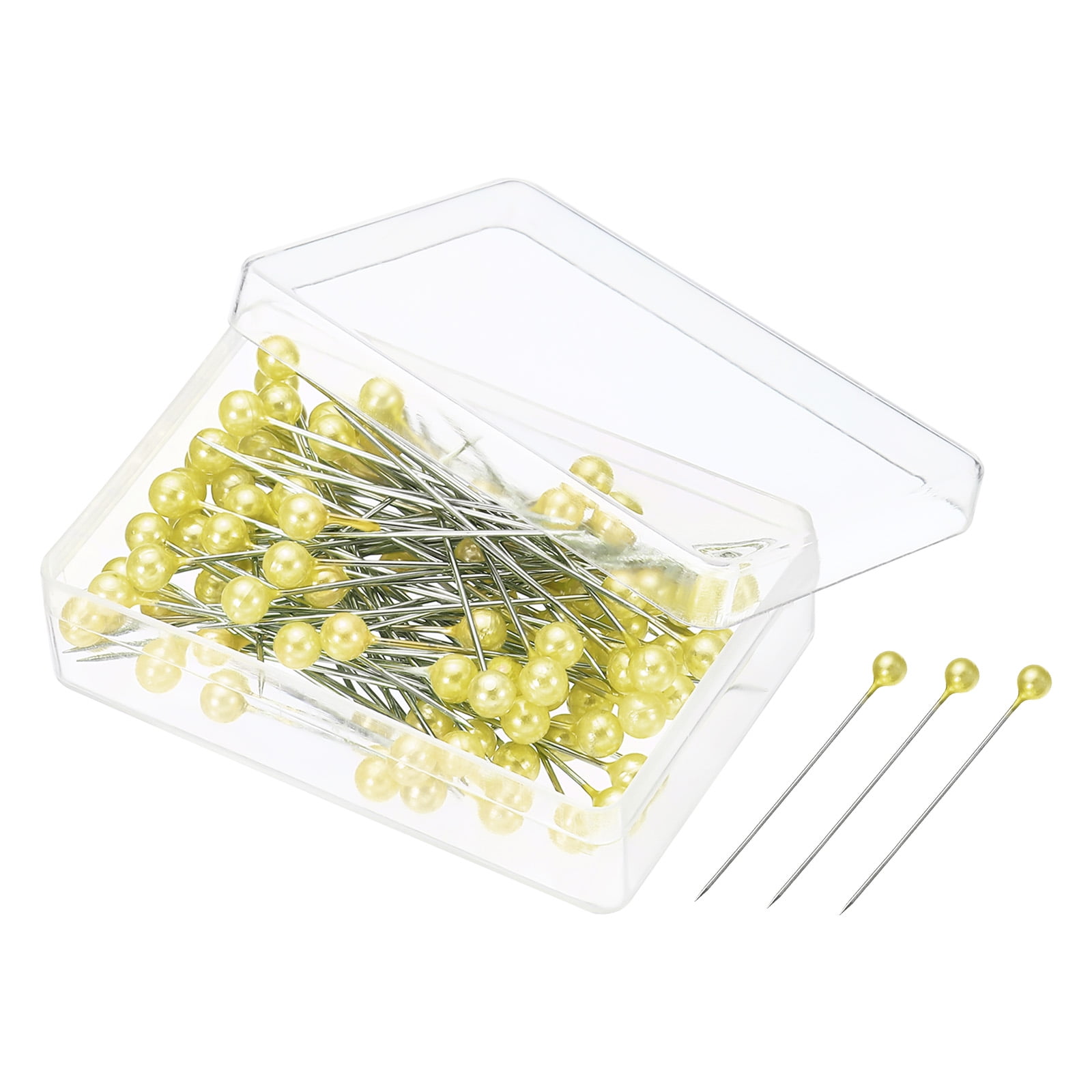 Unique Bargains Pearlized Sewing Pins Set Stainless Steel Ball Head Needle Golden 1 Set