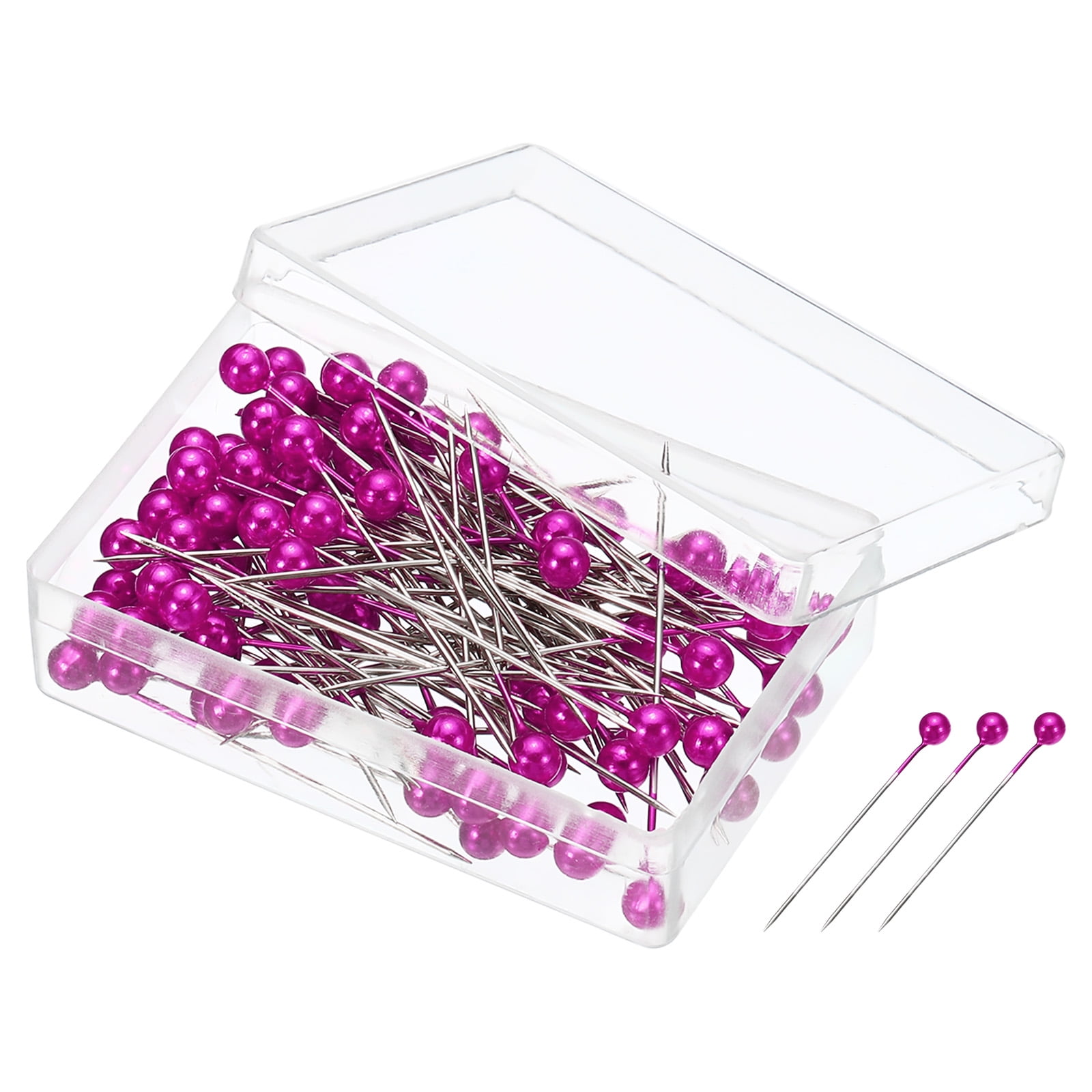 Unique Bargains Pearlized Sewing Pins Set Stainless Steel Ball Head Needle Rose Red 4 Sets