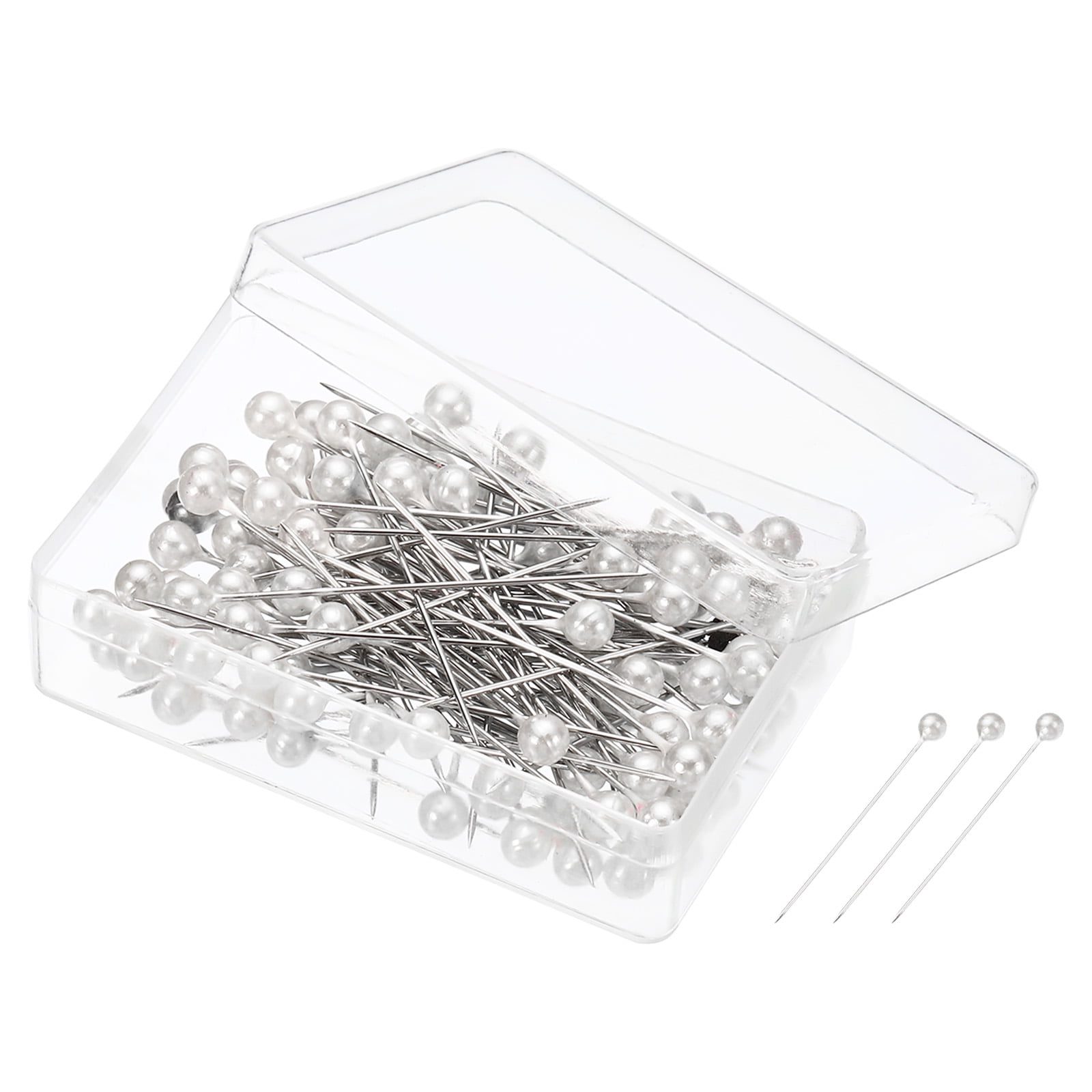 Unique Bargains Pearlized Sewing Pins Set Stainless Steel Ball Head Needle White 2 Sets