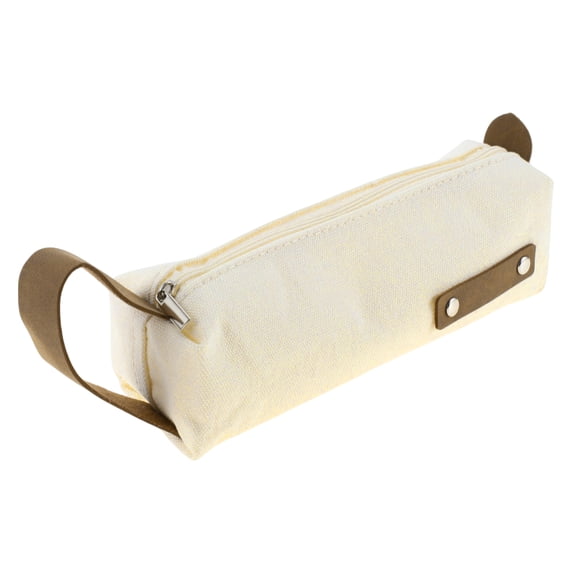 Unique Bargains Pen Case Canvas Pouch Simple Stationery Bag Beige
