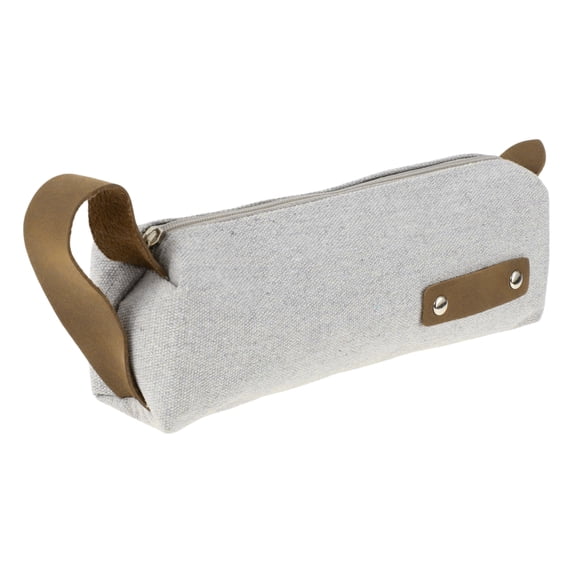Unique Bargains Pen Case Canvas Pouch Simple Stationery Bag Gray