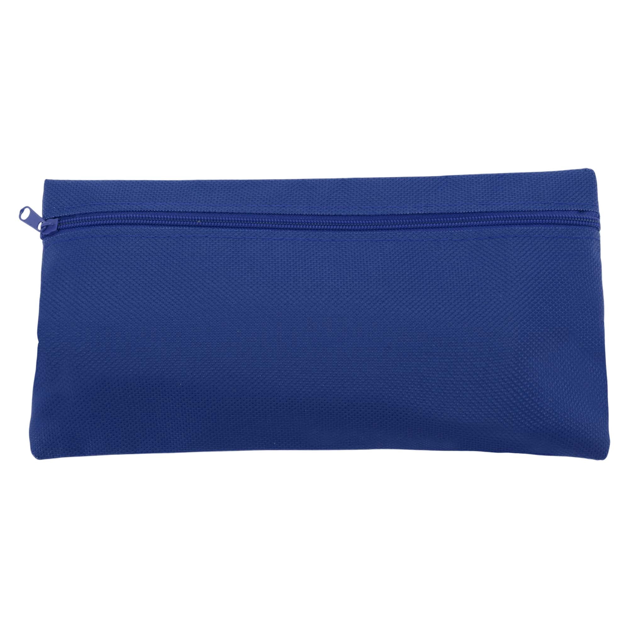 Unique Bargains Pencil Case Canvas Large Capacity Stationery Pen Bag for Office Blue