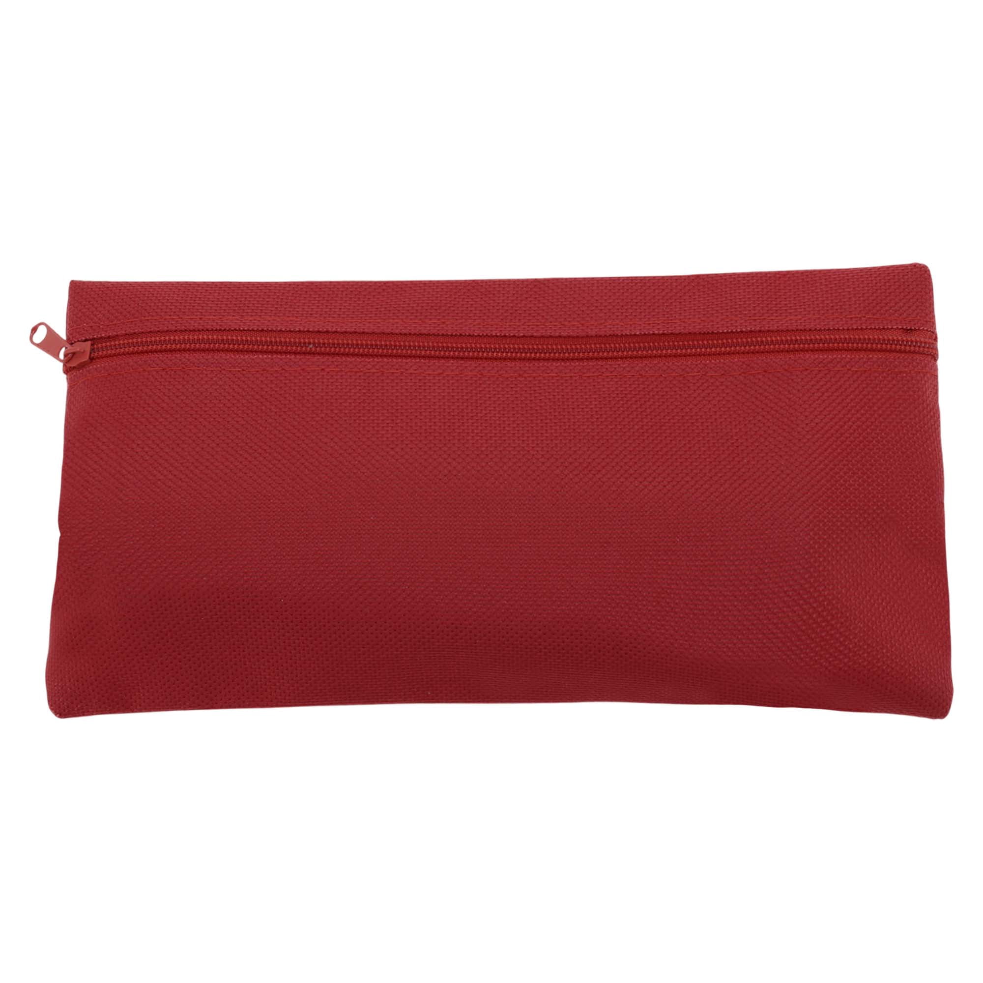 Unique Bargains Pencil Case Canvas Large Capacity Stationery Pen Bag for Office Red