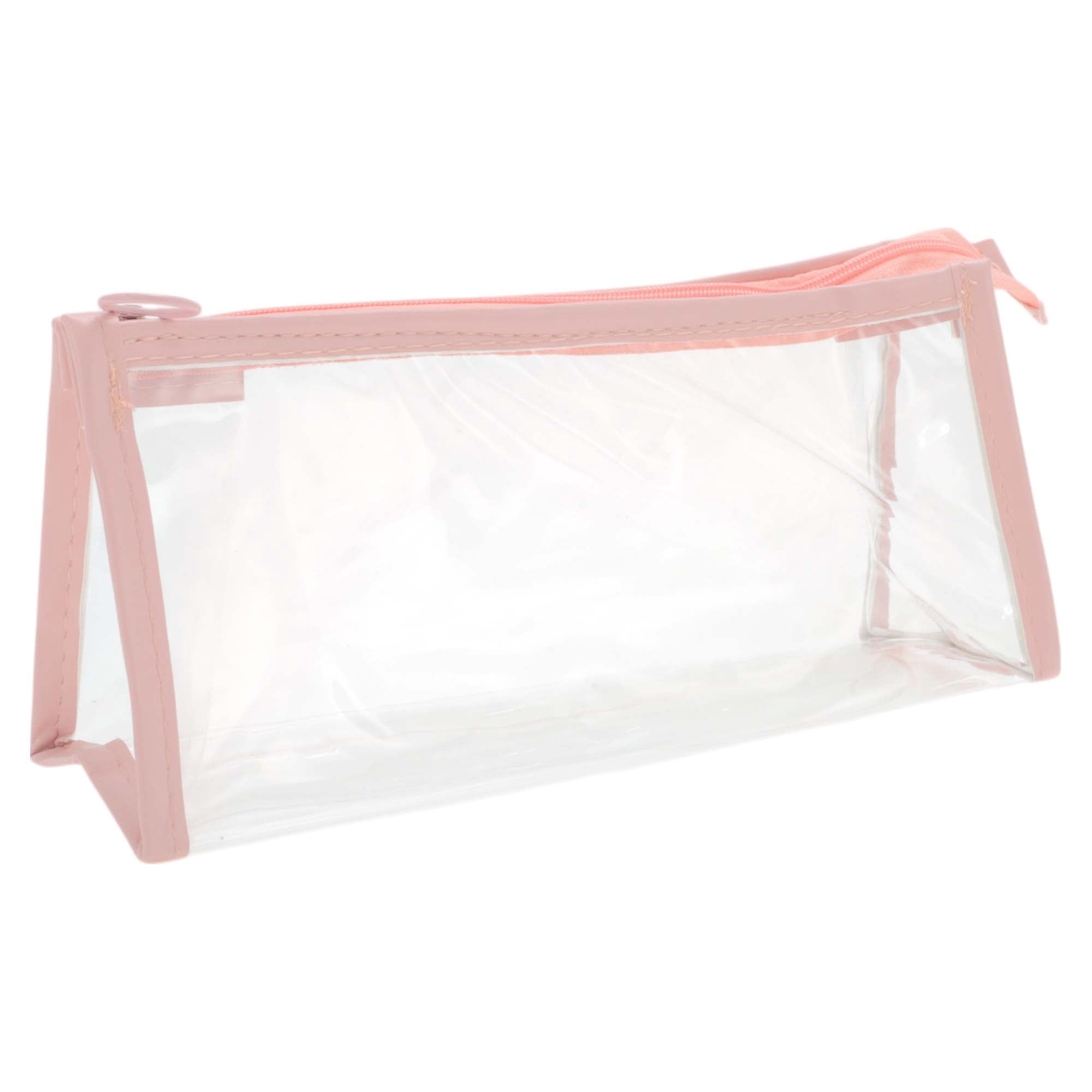 Unique Bargains Pencil Case Clear Pen Pouch, Portable Stationery Bag for Organizer Pink