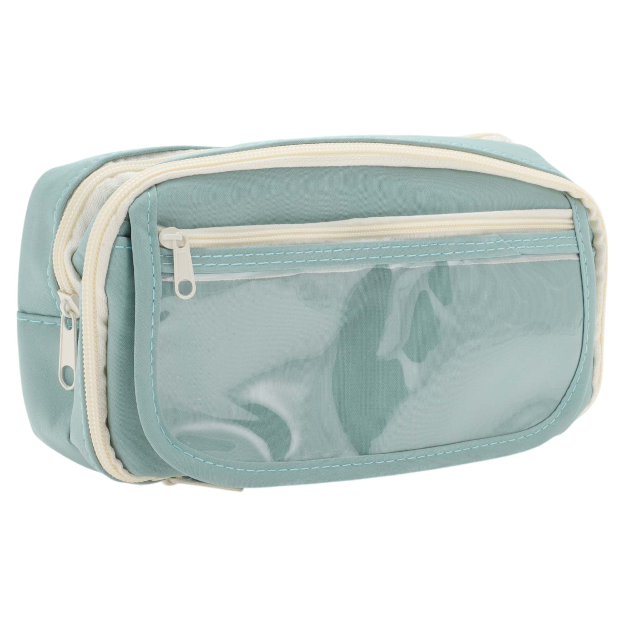 Unique Bargains Pencil Case Flip Cover Pen Pouch Stationery Bag for Organizer Blue