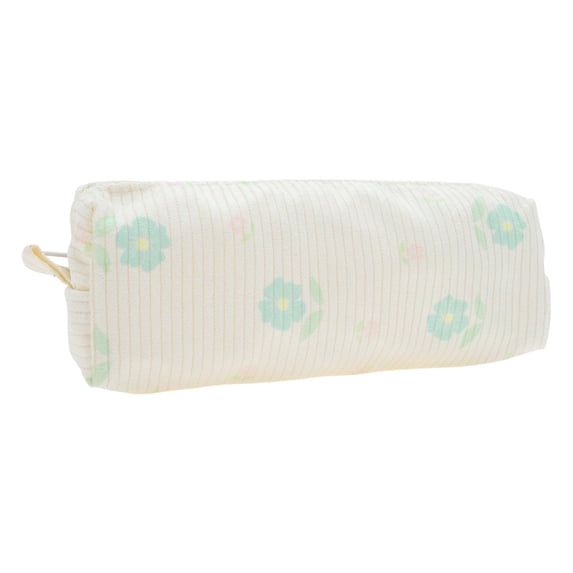 Unique Bargains Pencil Case Grid Print Pen Pouch Stationery Bag for Organizer Blue Floral