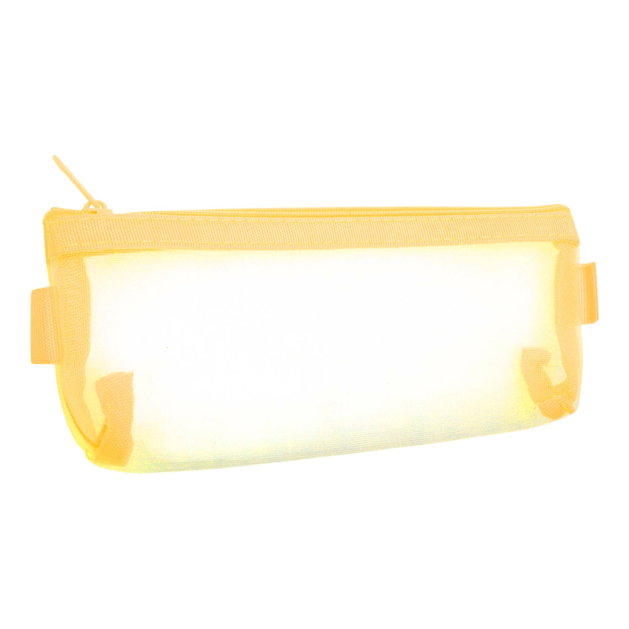 Unique Bargains Pencil Case, Mesh Pen Pouch, Portable Stationery Bag for Organizer Yellow