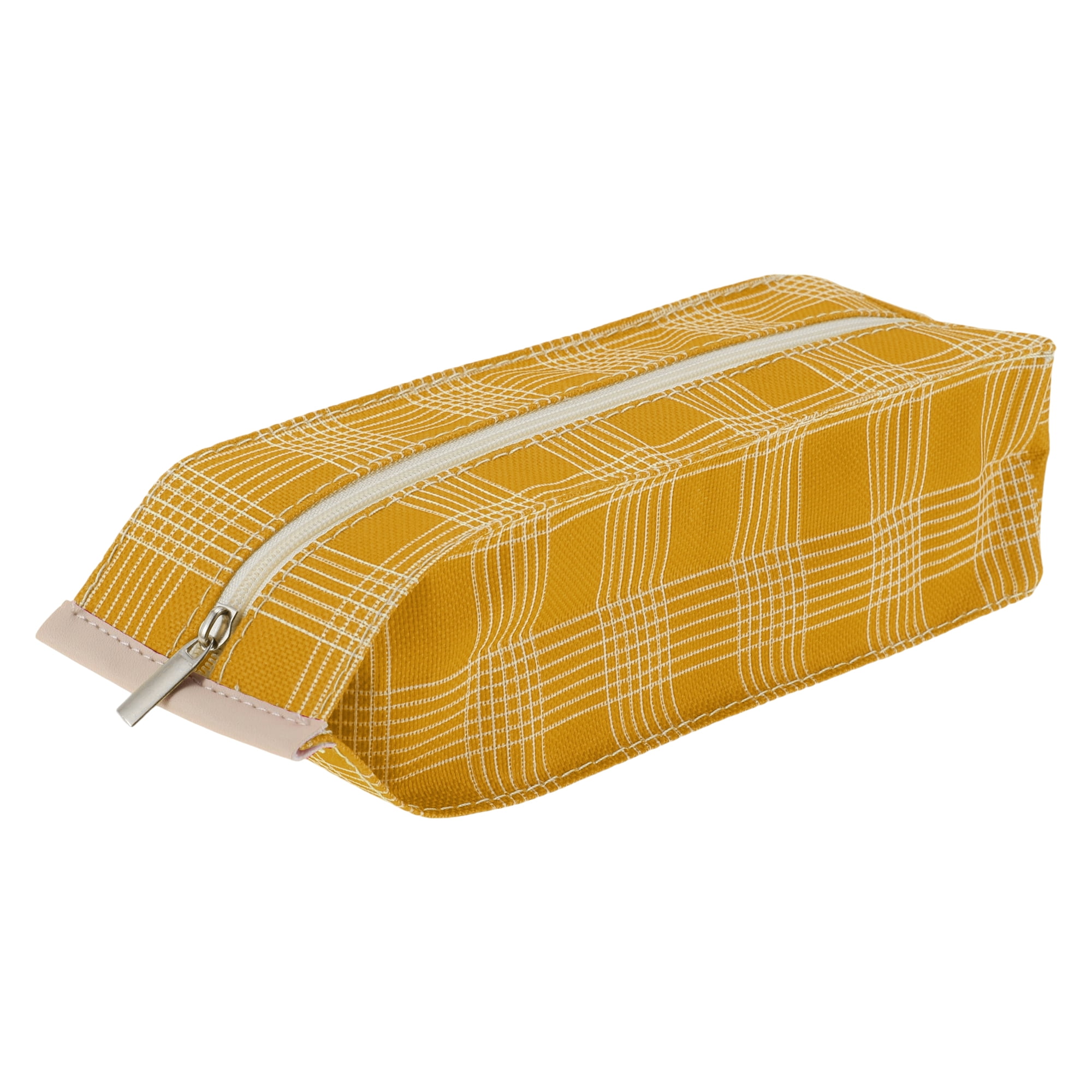 Unique Bargains Pencil Case Portable Stationery Bag Zipper Storage Bag Yellow
