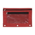 thumbnail image 1 of Unique Bargains Smooth Zipper Clear Mesh Double Layer Pencil Case for 3 Ring Binder Red, 1 of 7