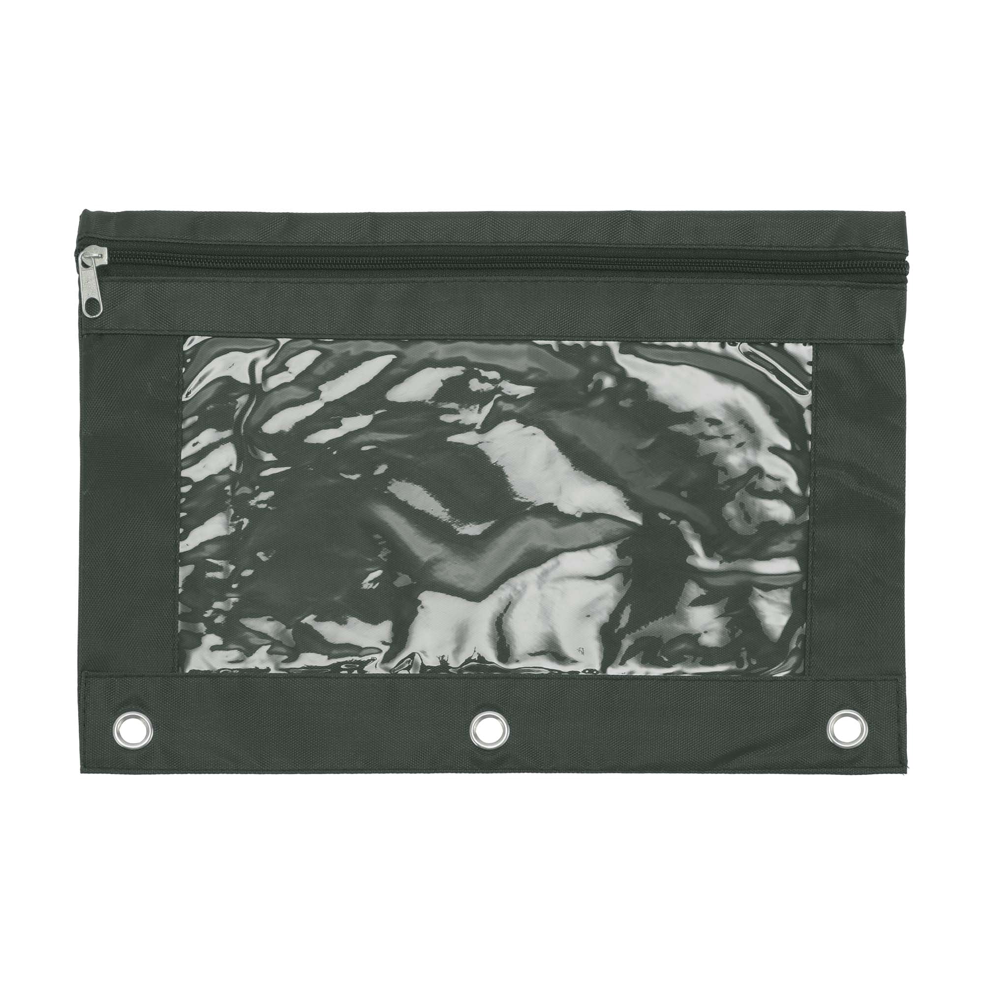 Unique Bargains Pencil Case for 3 Ring Binder, Double Layer, Smooth Zipper Dark Gray