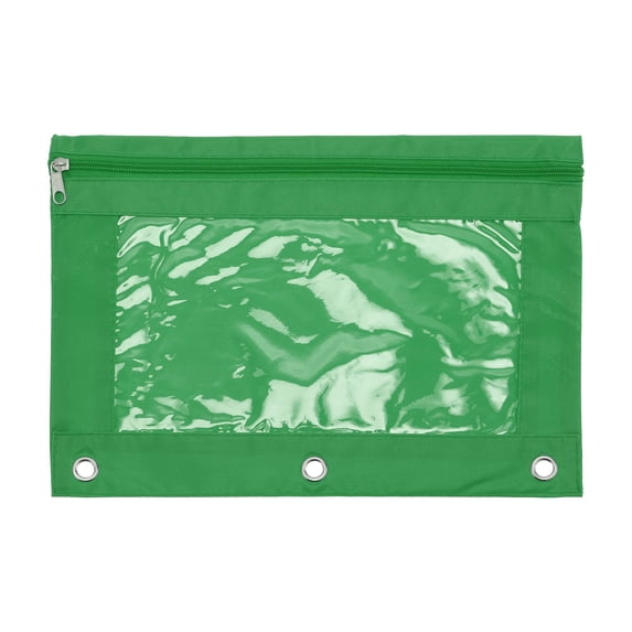 Unique Bargains Pencil Case for 3 Ring Binder with Smooth Zipper Green