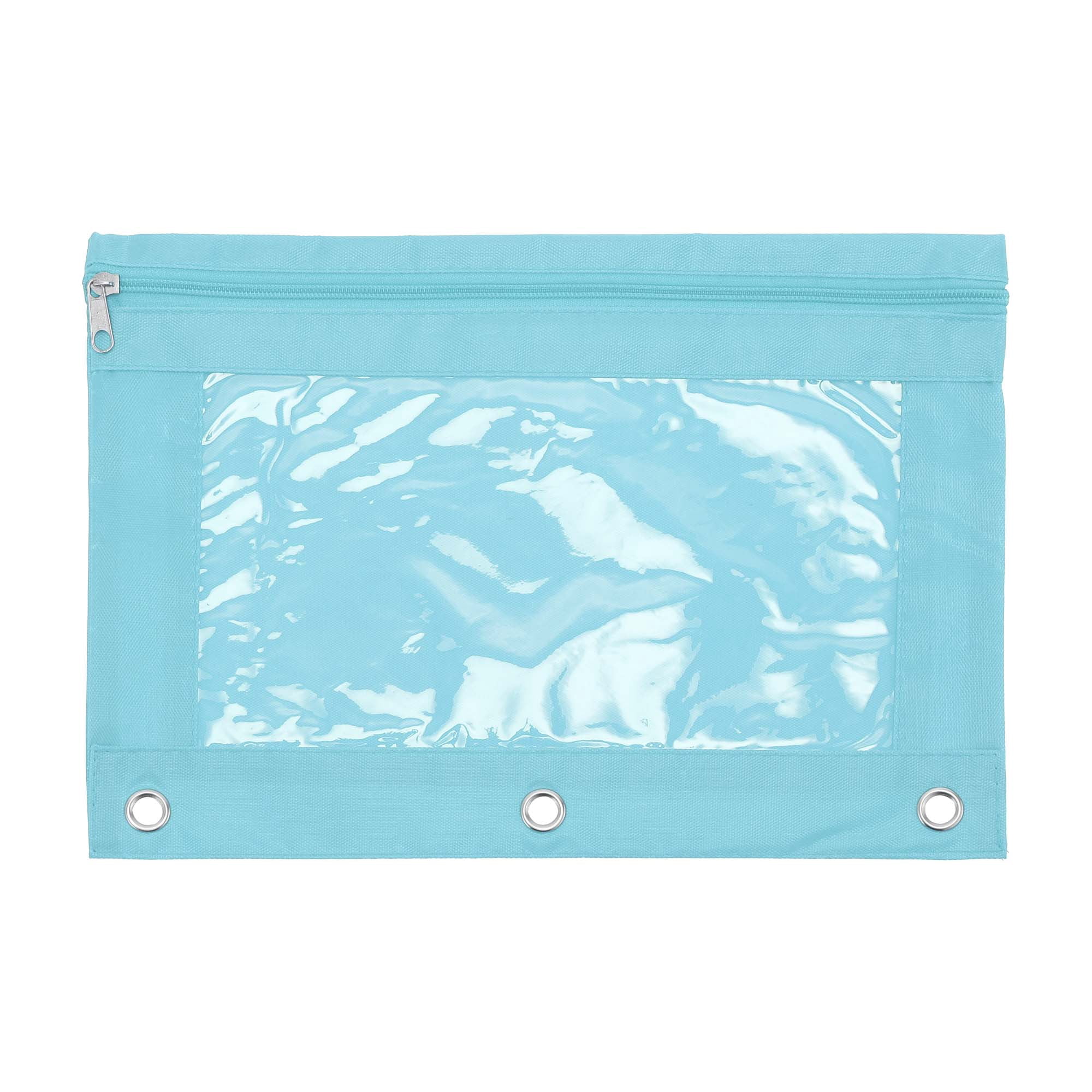 Unique Bargains Pencil Case for 3 Ring Binder, Double Layer, Smooth Zipper Sky Blue