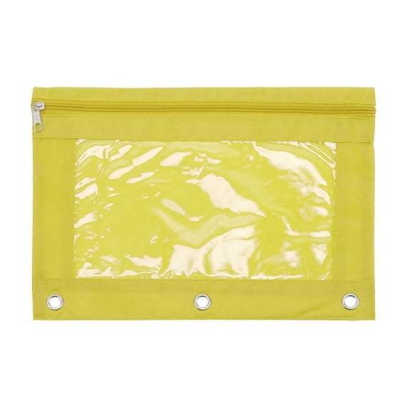 Unique Bargains Pencil Case for 3 Ring Binder with Smooth Zipper Yellow