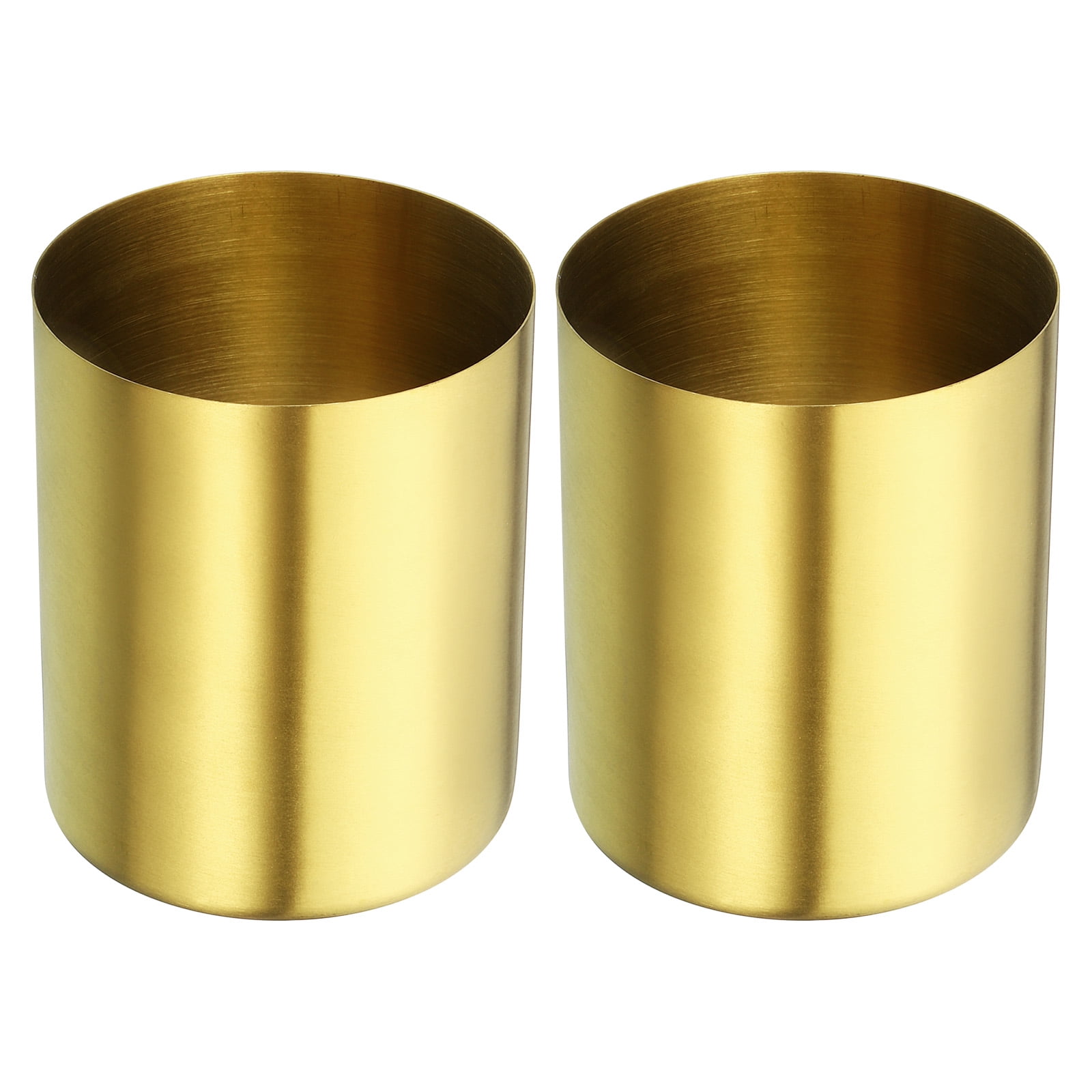 Unique Bargains Stylish Stainless Steel Pencil Holder for Desk Accessories Golden