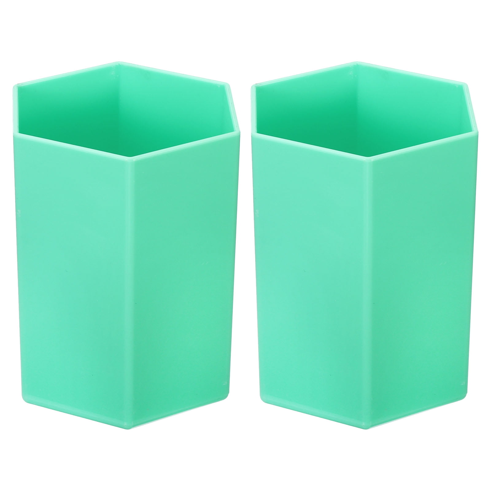 Unique Bargains Pencil Holder Plastic Makeup Brush Holder Hexagon Office Green