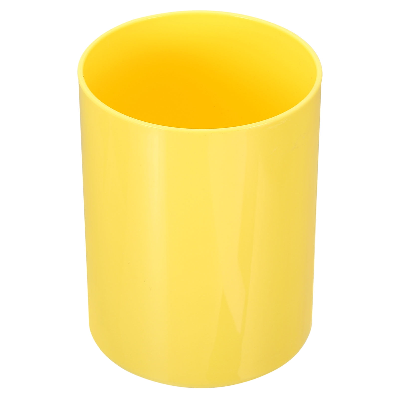 Unique Bargains Pencil Holder Plastic Pen Makeup Brush Holder Round Desktop Organizer Yellow