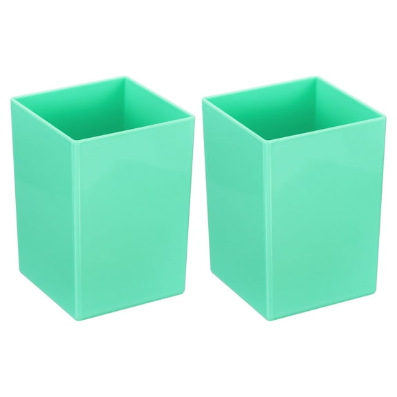 Unique Bargains Pencil Holder Plastic Pen Makeup Brush Holder Square Desktop Organizer Green