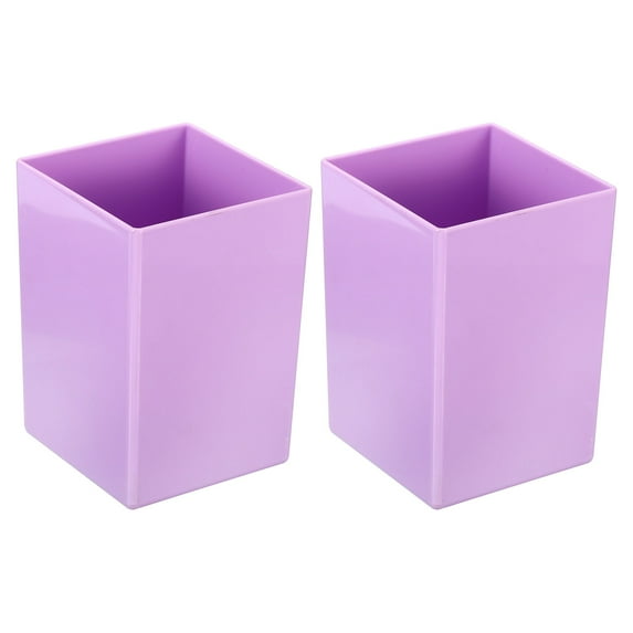 Unique Bargains Pencil Holder Plastic Pen Makeup Brush Holder Square Desktop Organizer Purple