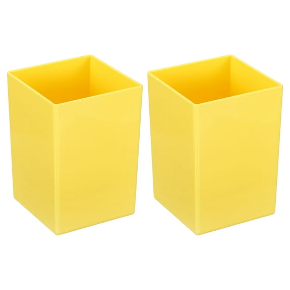 Unique Bargains Pencil Holder Plastic Pen Makeup Brush Holder Square Desktop Organizer Yellow